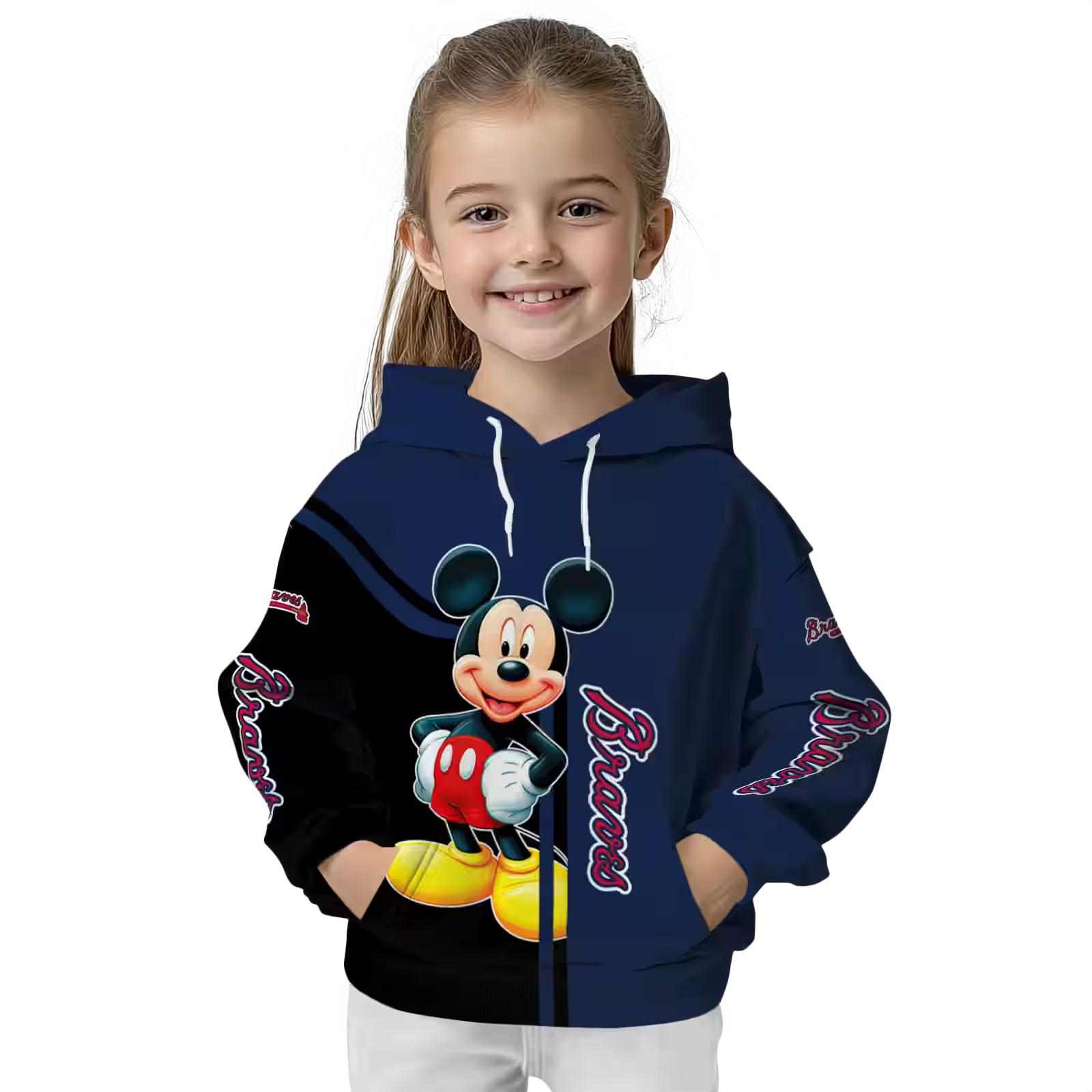 atlanta braves mickey mouse navy black hoodie top rated