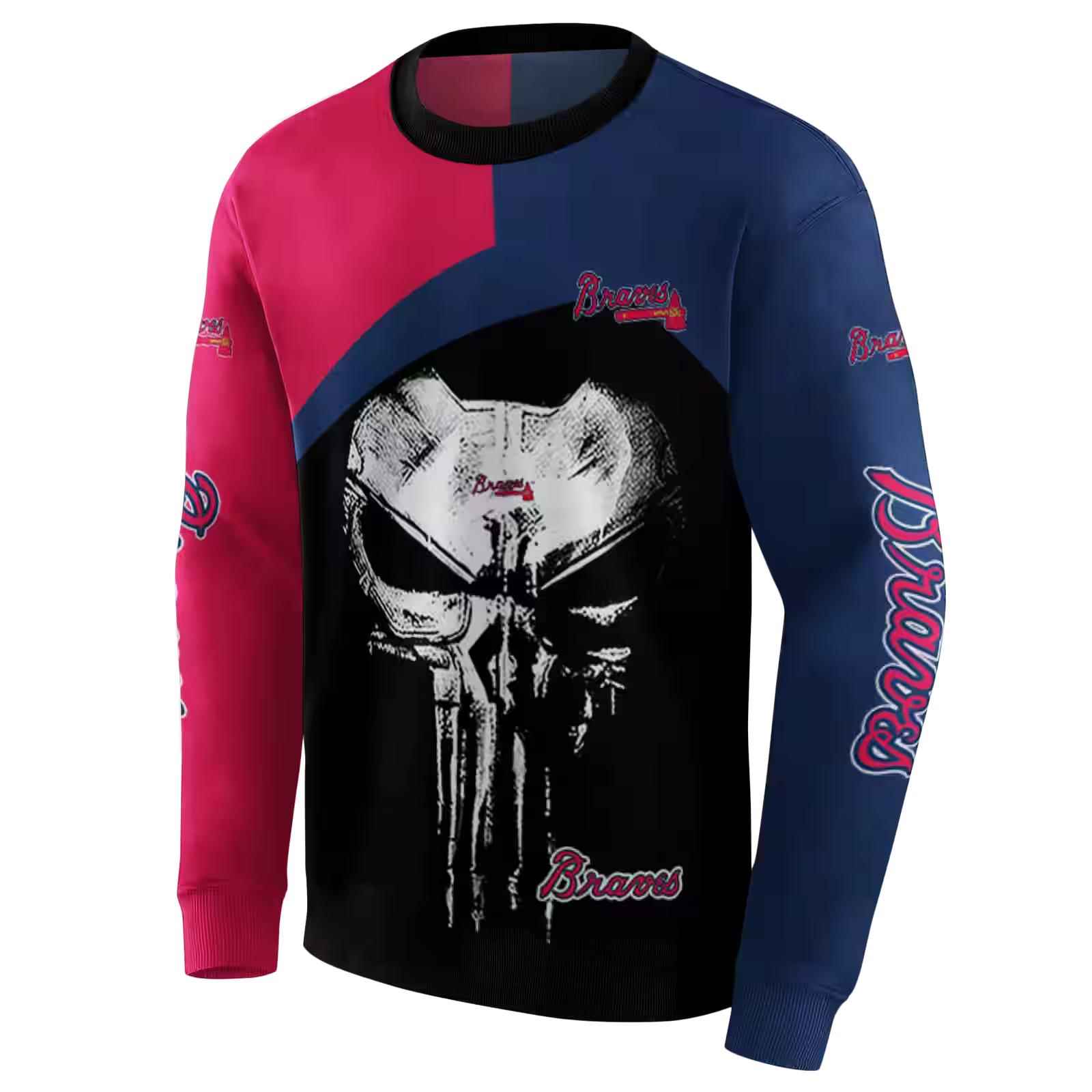 atlanta braves skull punisher red black hoodie new arrival