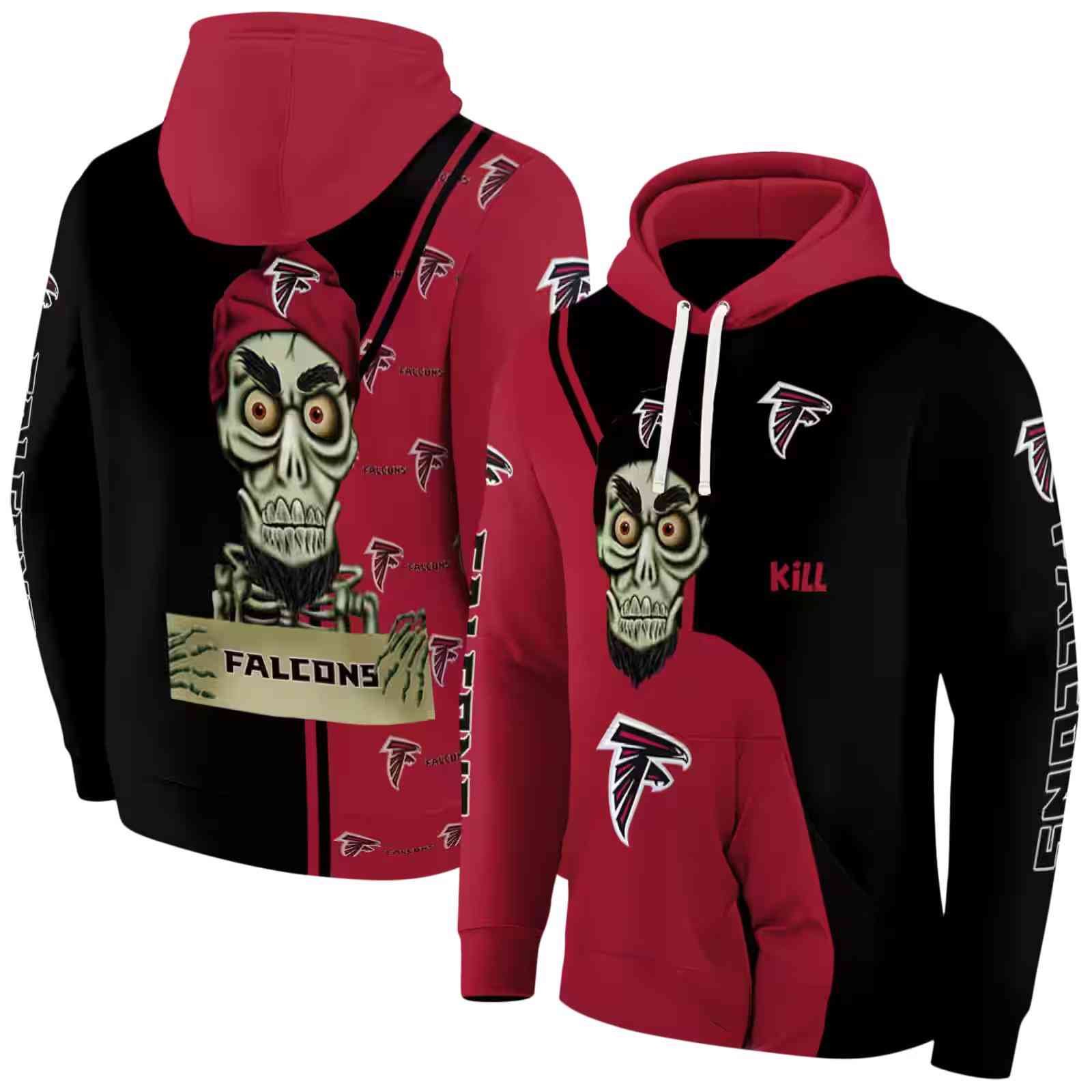 atlanta falcons achmed skull red hoodie fashion forward