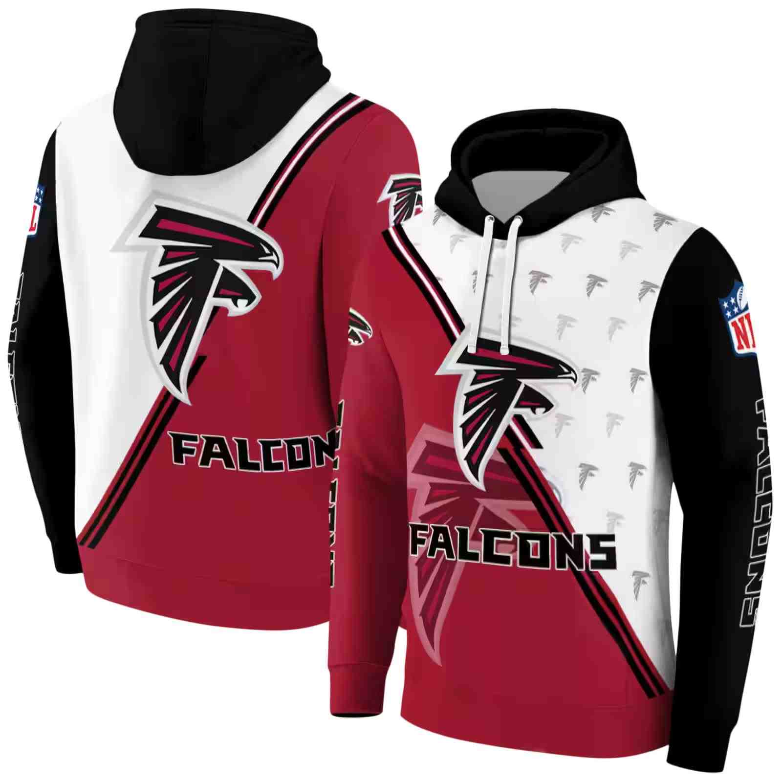 atlanta falcons diagonal stripe red white hoodie fashion forward