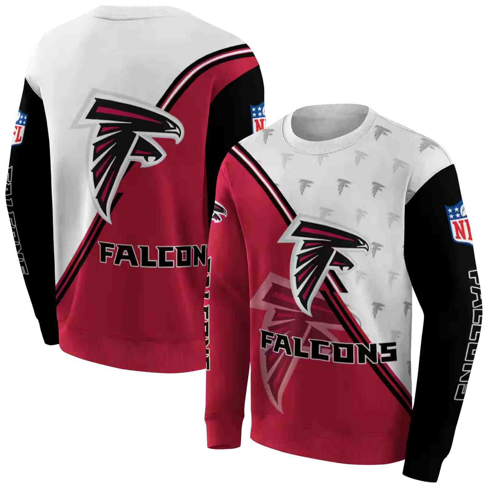 atlanta falcons diagonal stripe red white hoodie premium grade