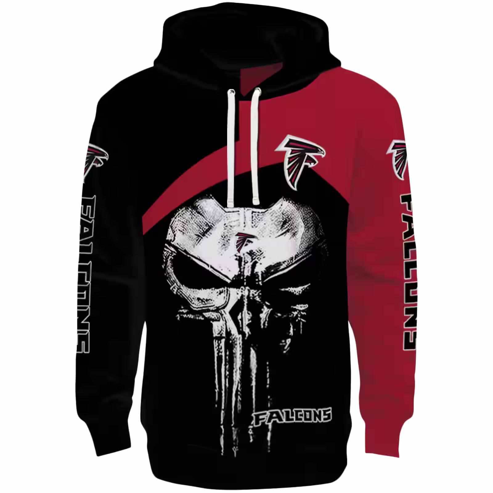 Atlanta Falcons Skull Punisher Black Hoodie