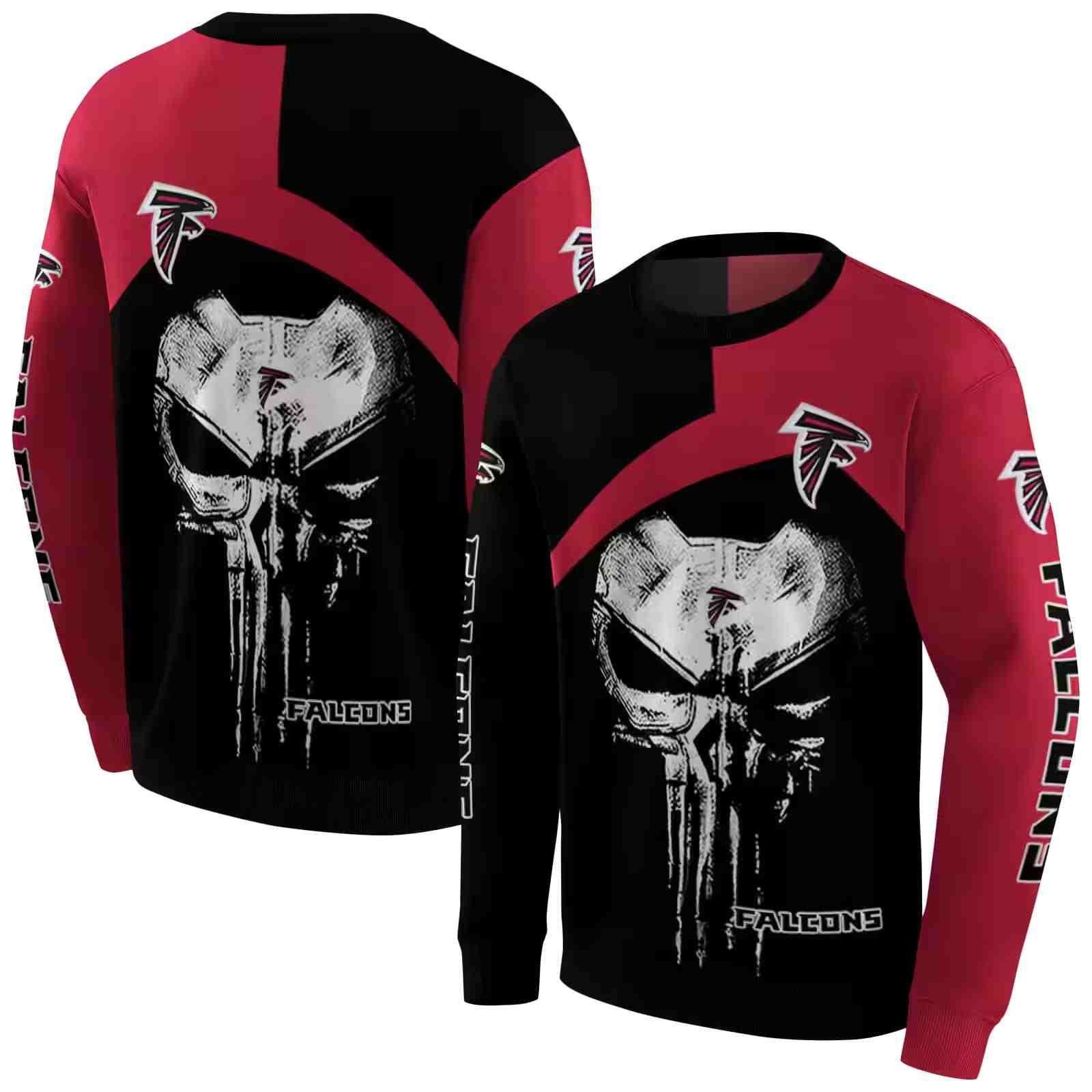 atlanta falcons skull punisher black hoodie premium grade