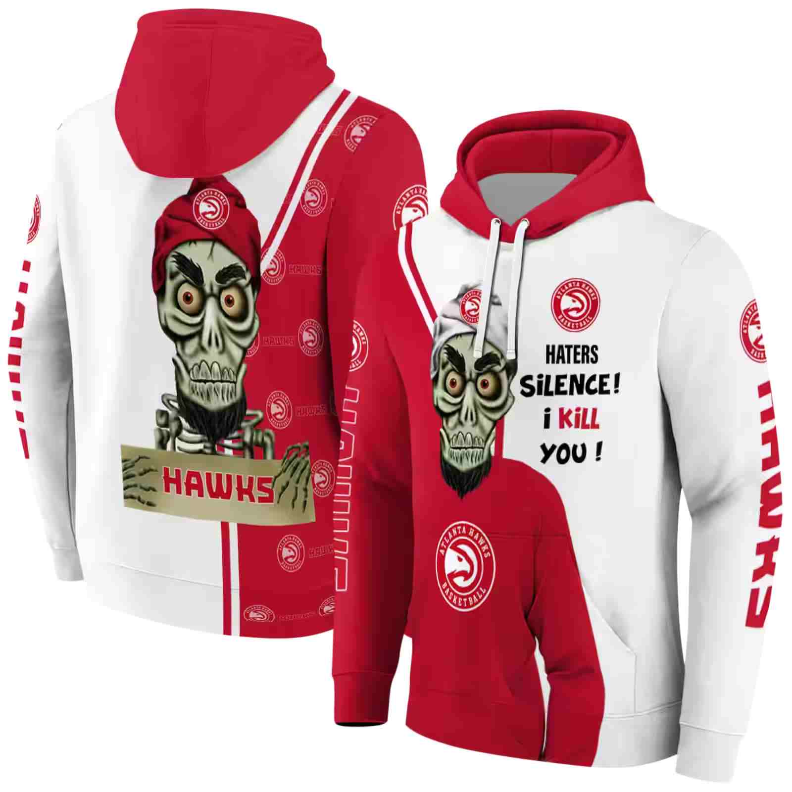 atlanta hawks achmed skull red hoodie fashion forward