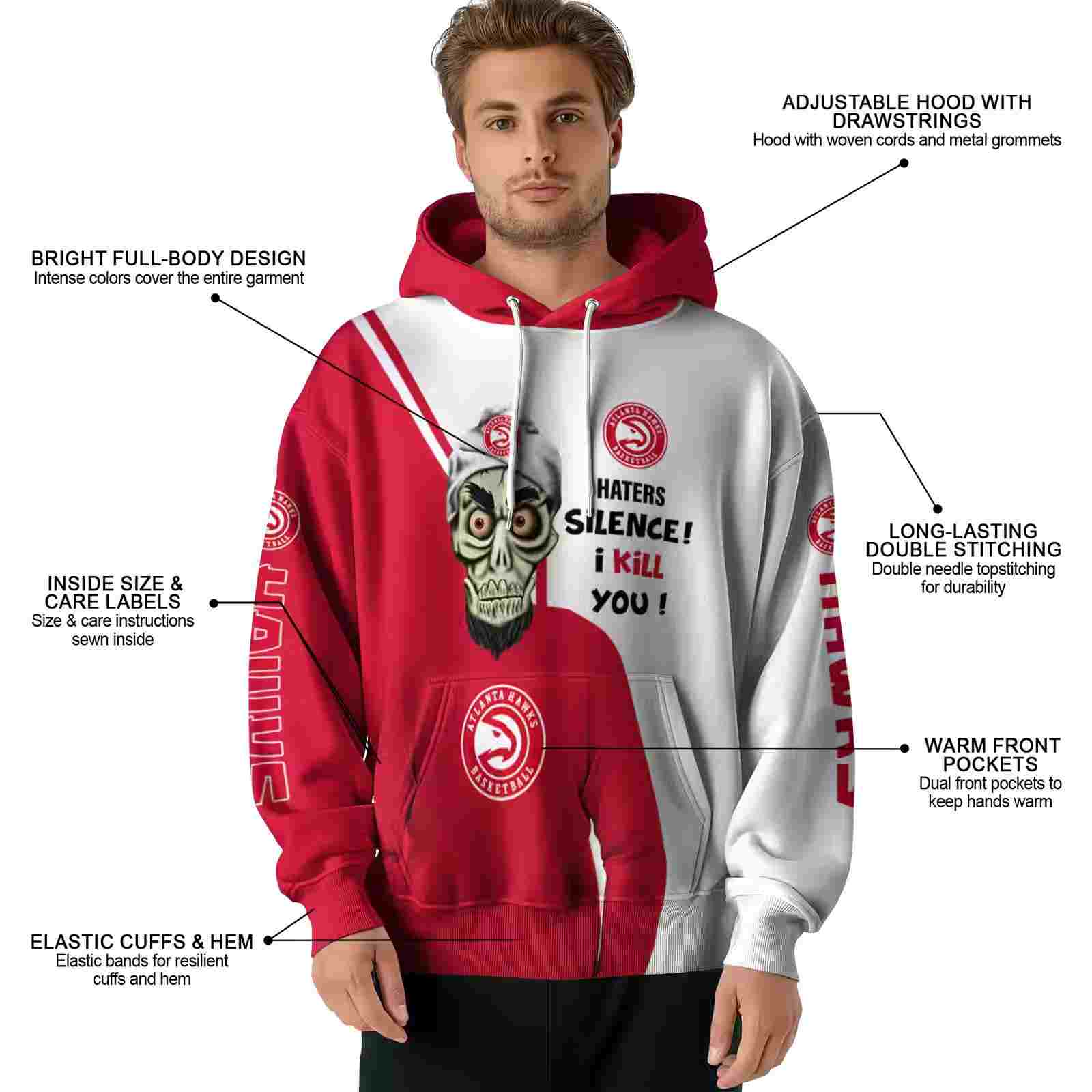 atlanta hawks achmed skull red hoodie latest model