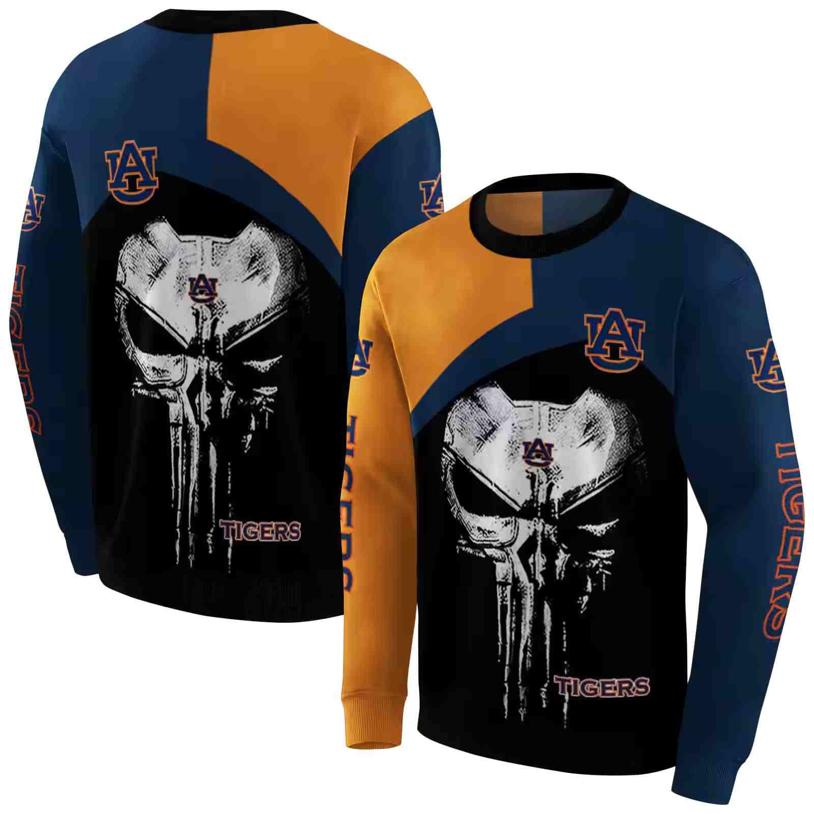 auburn tigers skull punisher orange black hoodie premium grade
