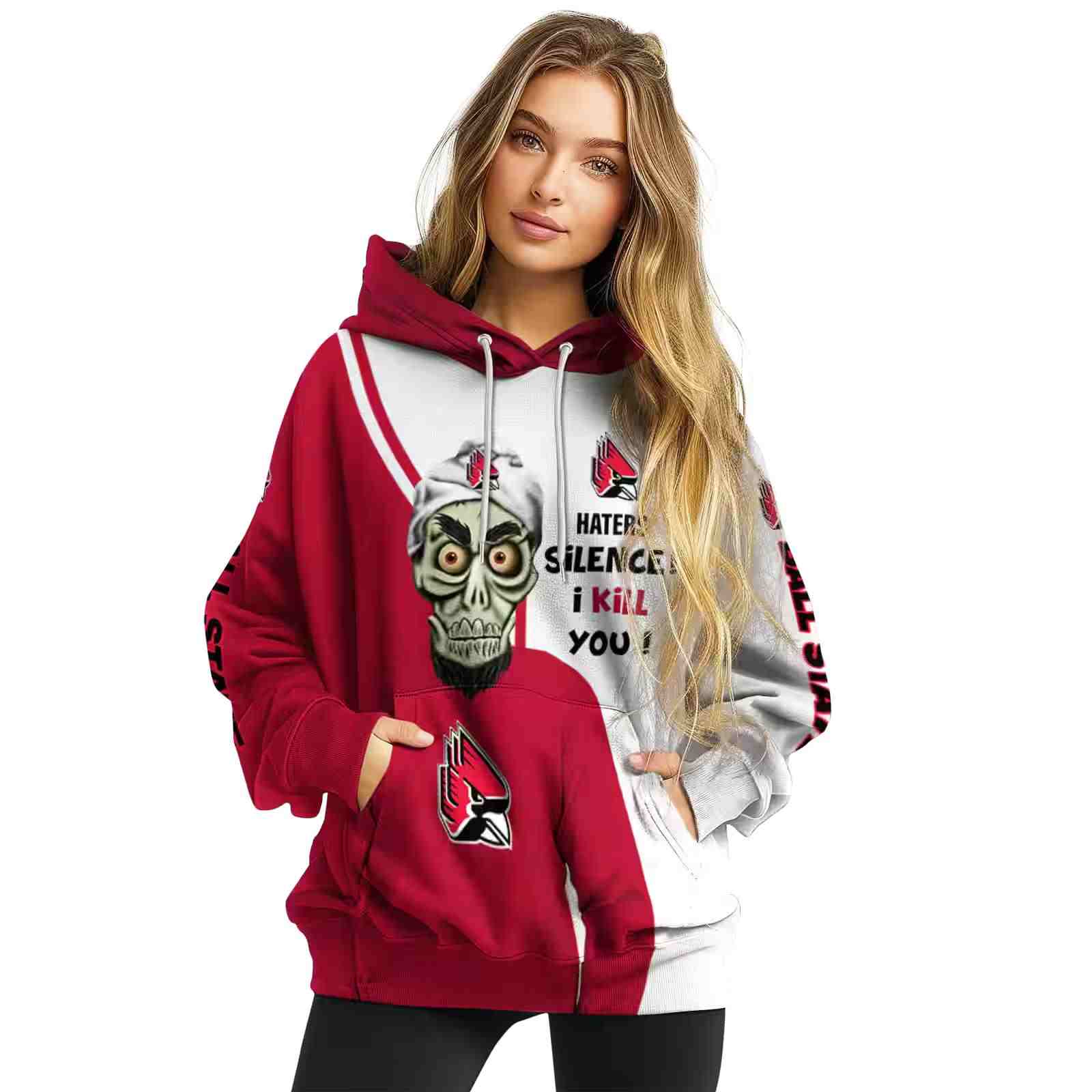 ball state cardinals achmed skull red hoodie high quality