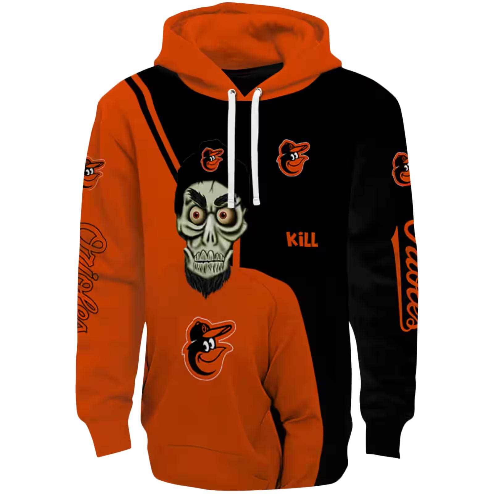 Baltimore Orioles Achmed Skull Orange Hoodie