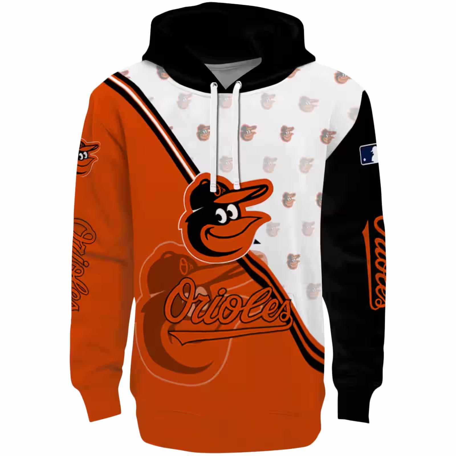 Baltimore Orioles Diagonal Stripe Orange White Hoodie