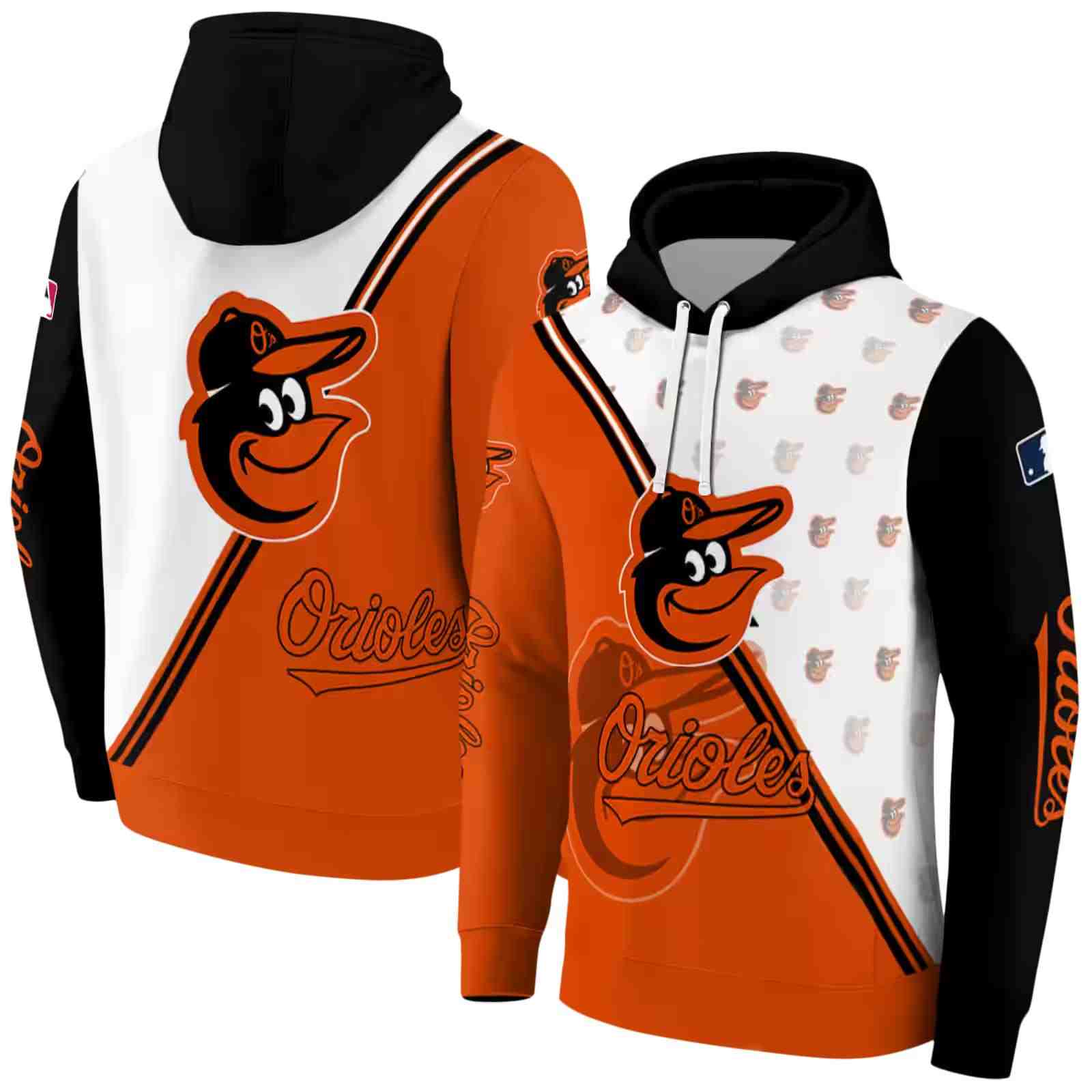 baltimore orioles diagonal stripe orange white hoodie fashion forward