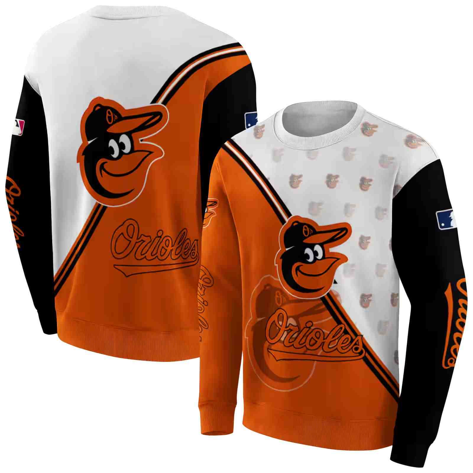 baltimore orioles diagonal stripe orange white hoodie premium grade