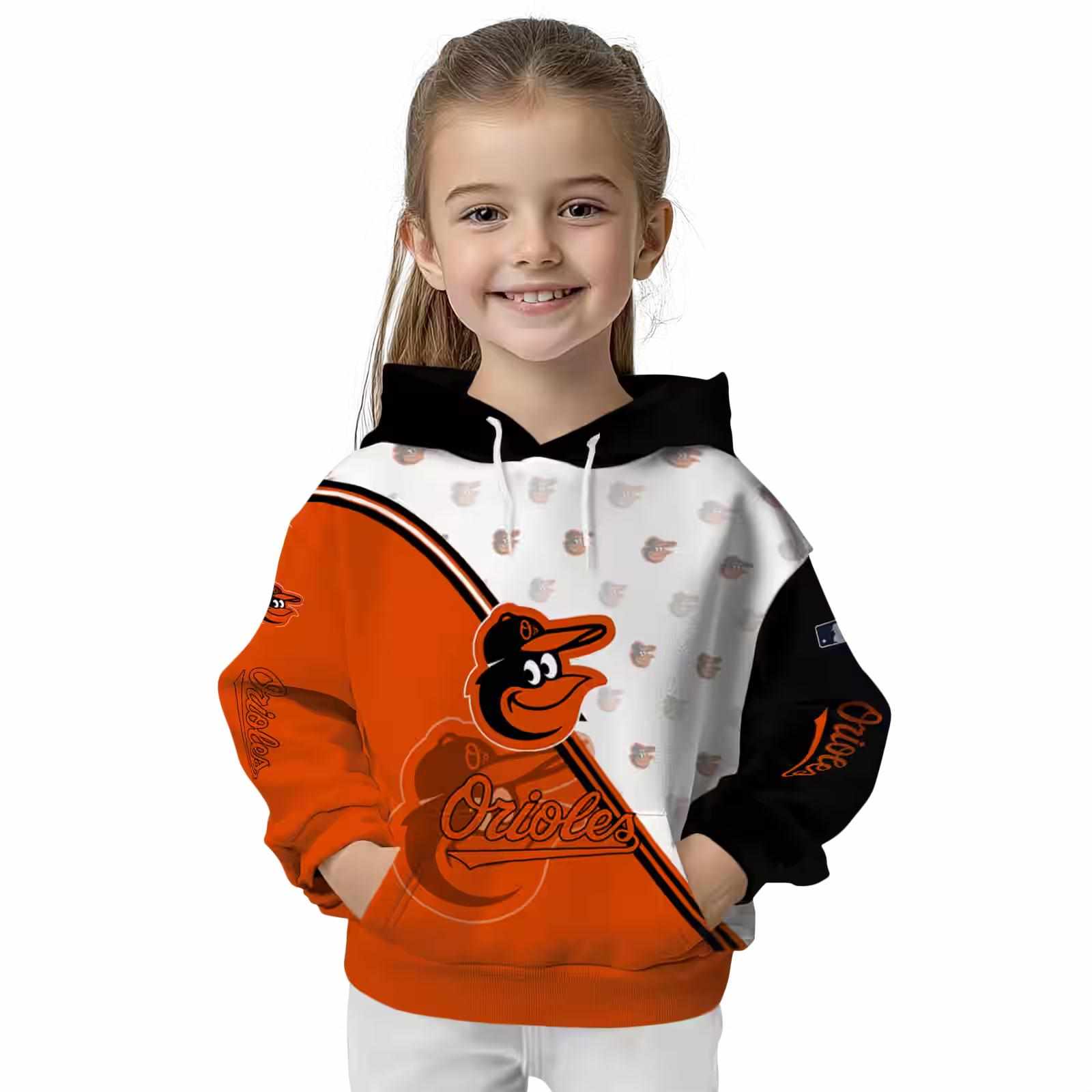 baltimore orioles diagonal stripe orange white hoodie top rated