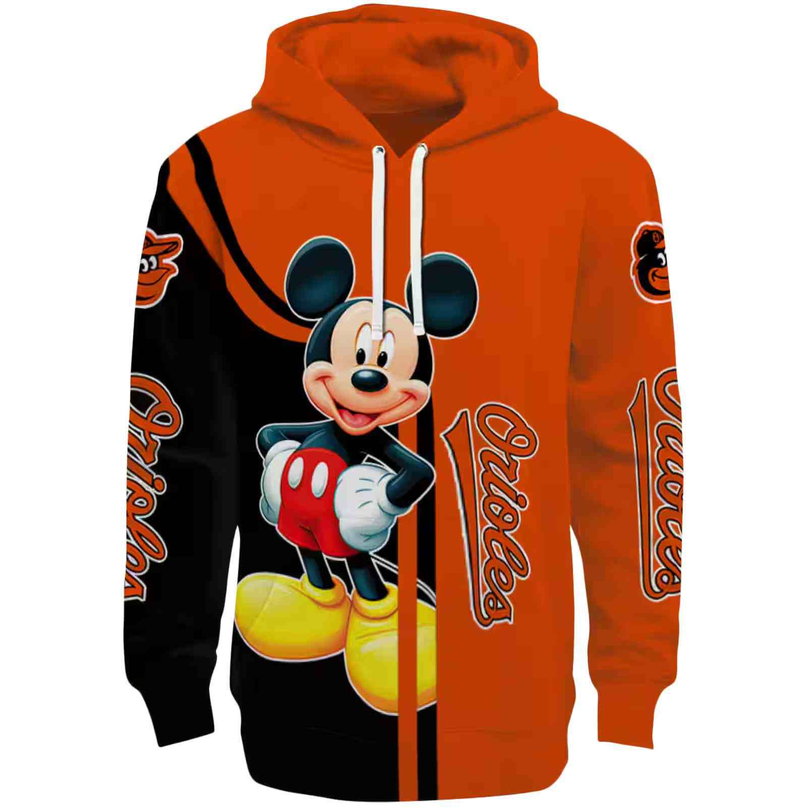 Baltimore Orioles Mickey Mouse Orange Black Hoodie