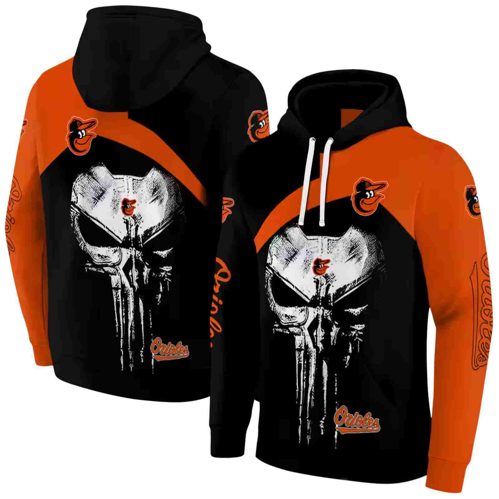 baltimore orioles skull punisher black hoodie fashion forward