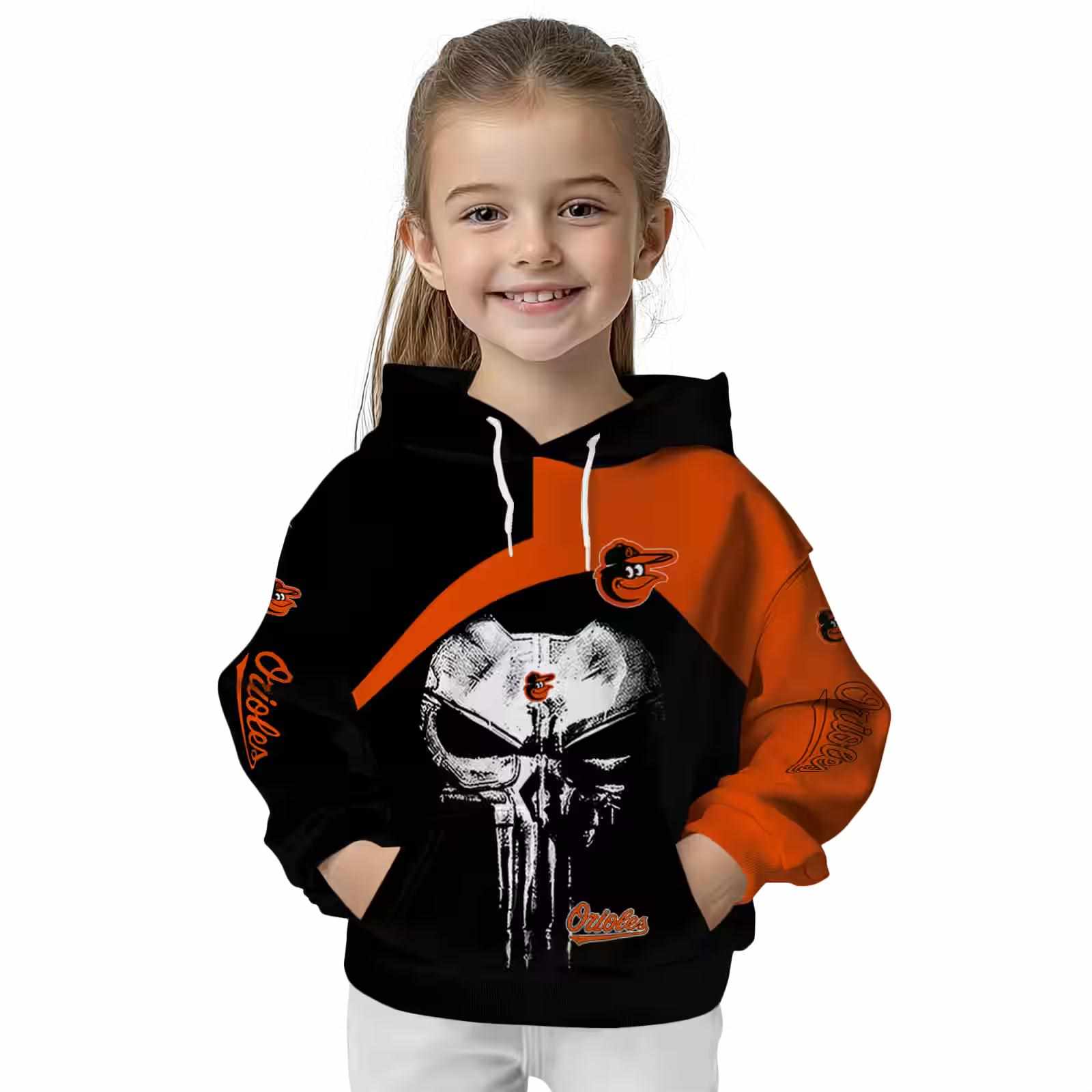 baltimore orioles skull punisher black hoodie top rated