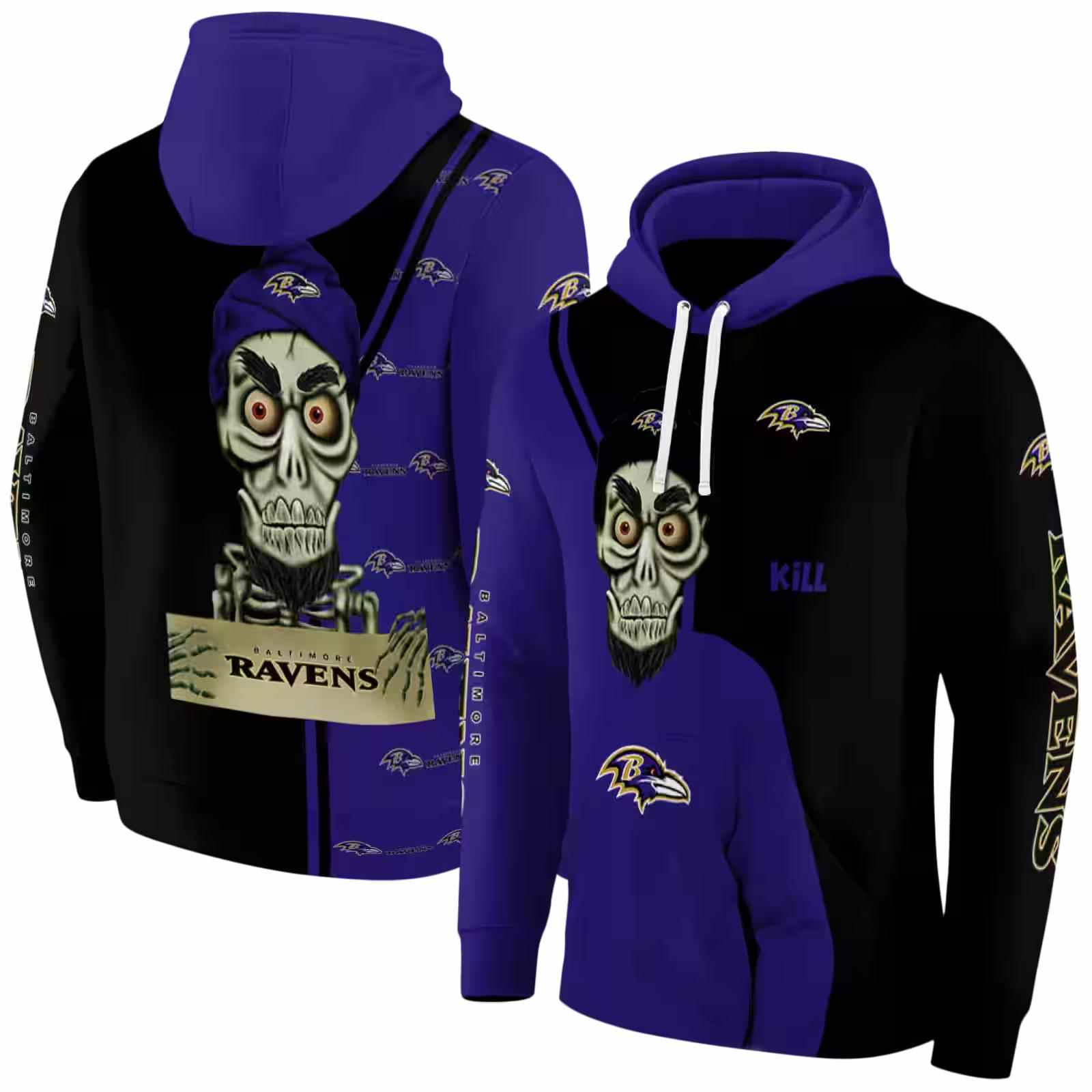 baltimore ravens achmed skull purple hoodie fashion forward