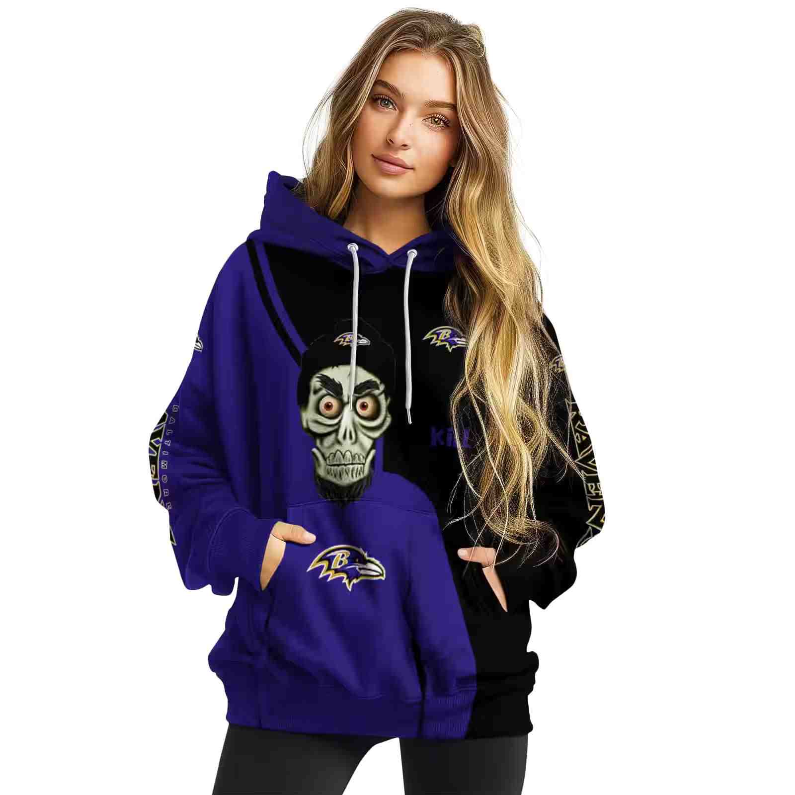 baltimore ravens achmed skull purple hoodie high quality