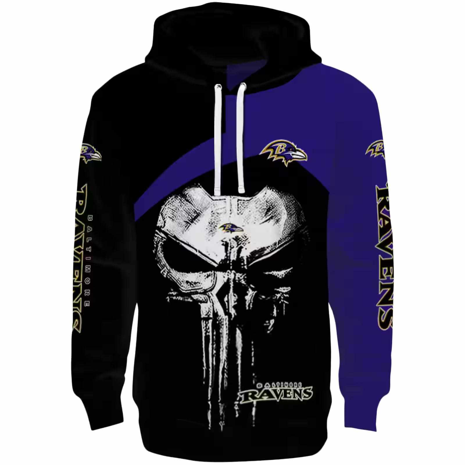 baltimore ravens skull punisher black hoodie best selling