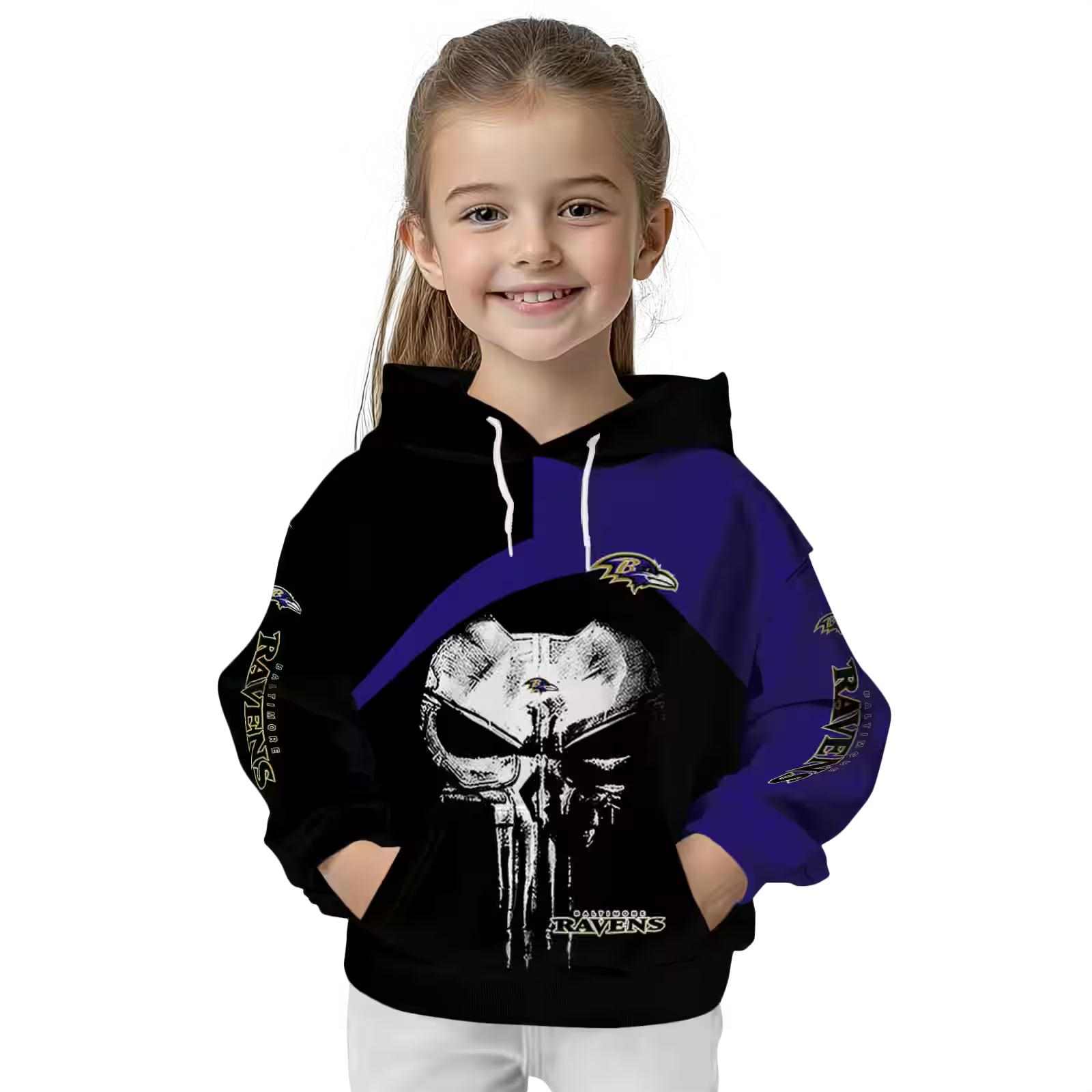 baltimore ravens skull punisher black hoodie top rated