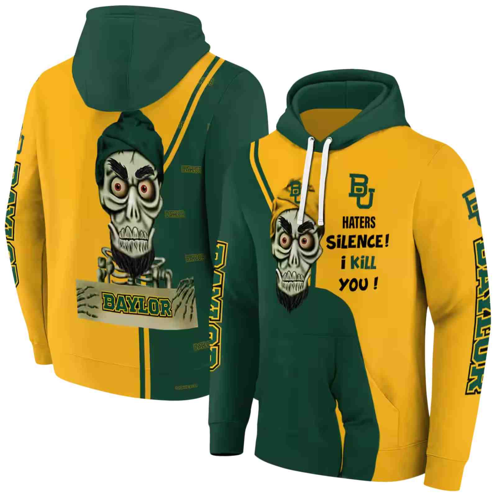 baylor bears achmed skull green hoodie fashion forward