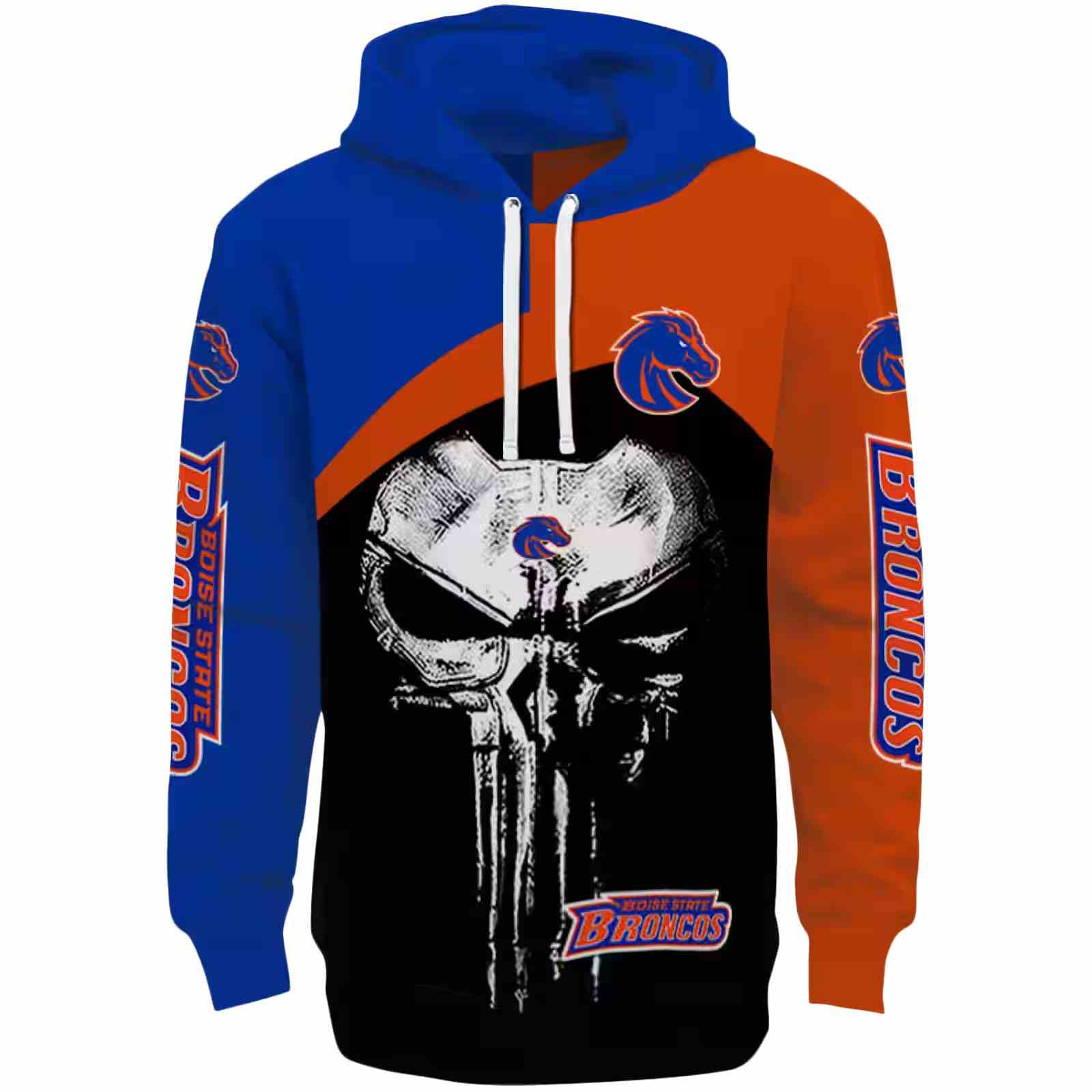 boise state broncos skull punisher blue black hoodie best selling