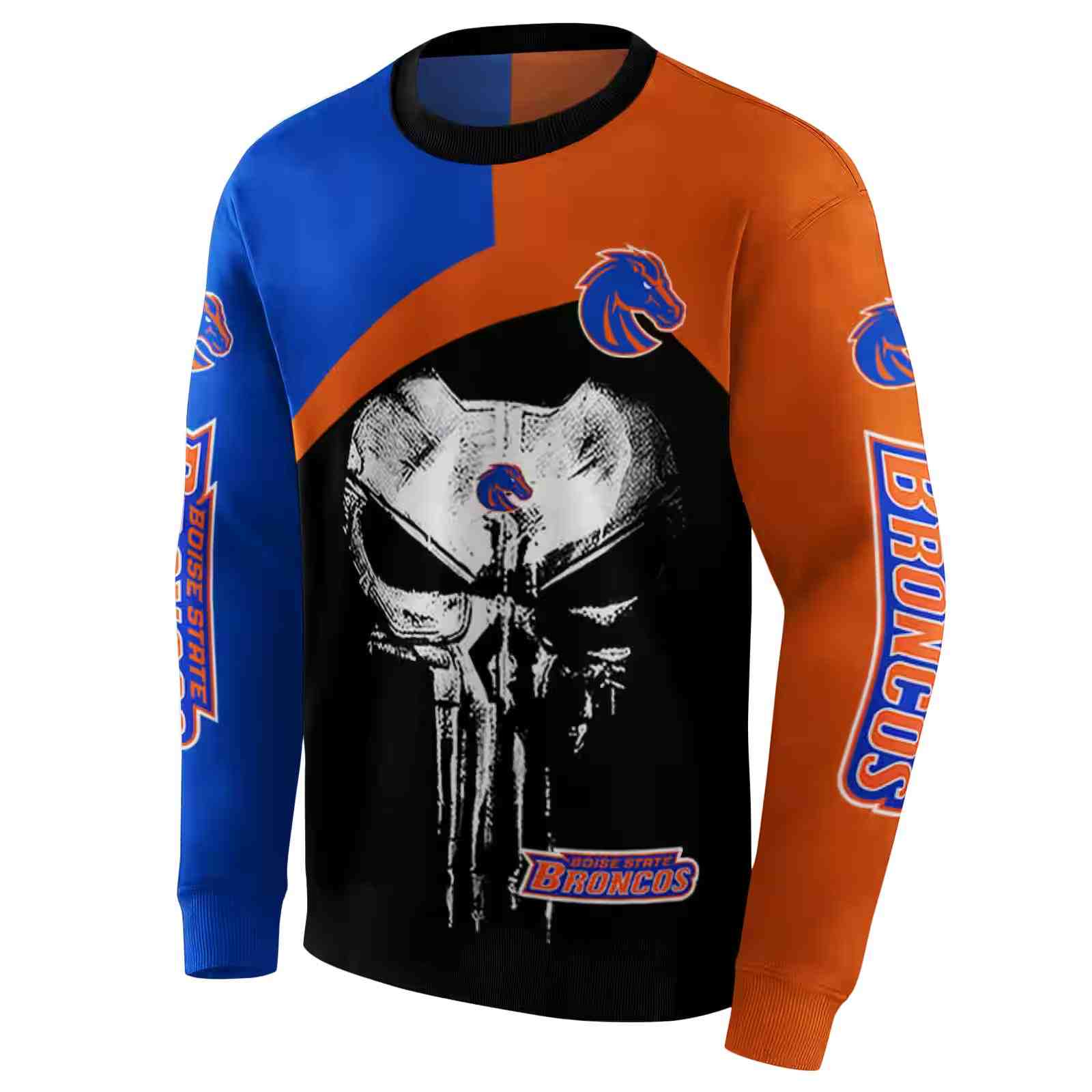 boise state broncos skull punisher blue black hoodie new arrival