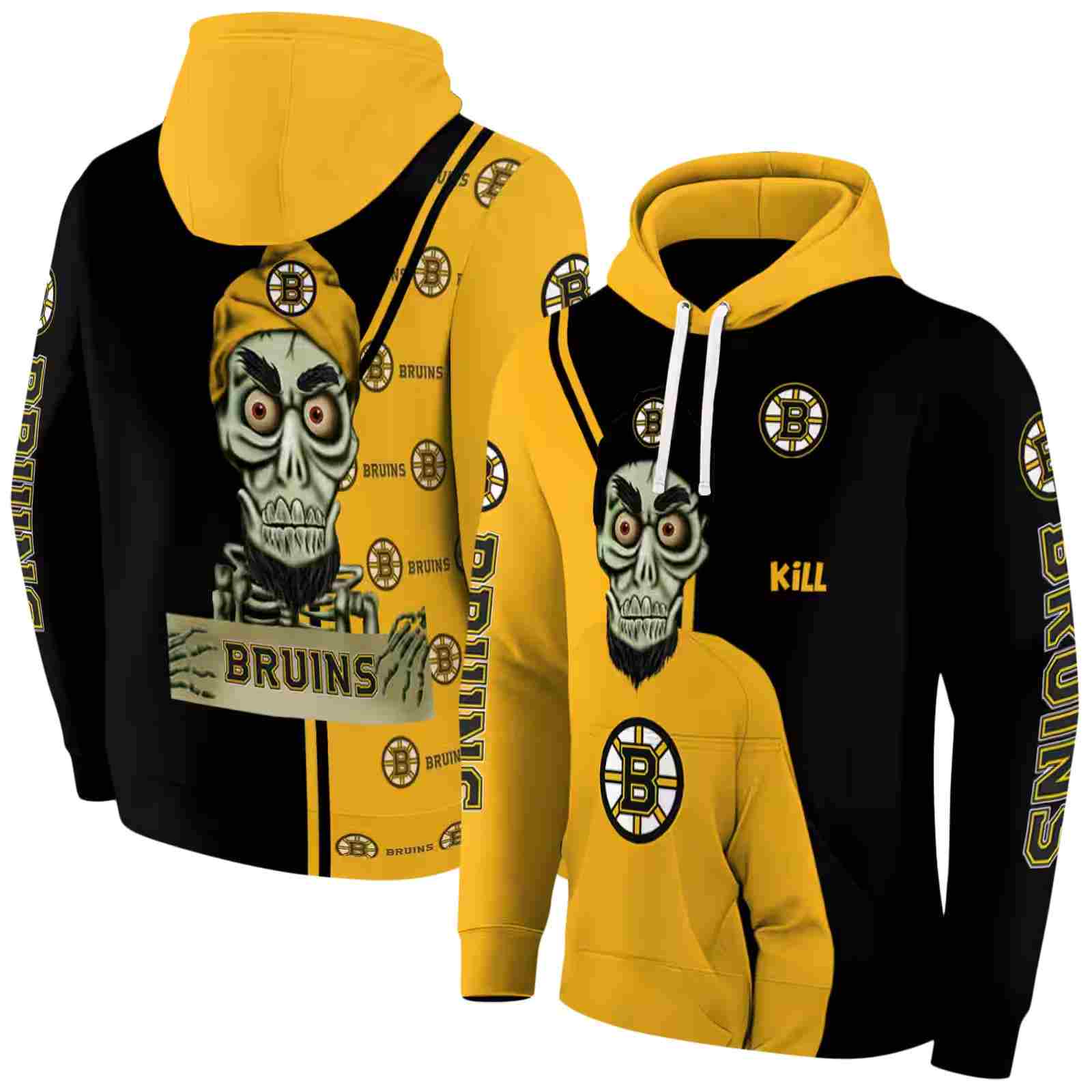 boston bruins achmed skull gold hoodie fashion forward