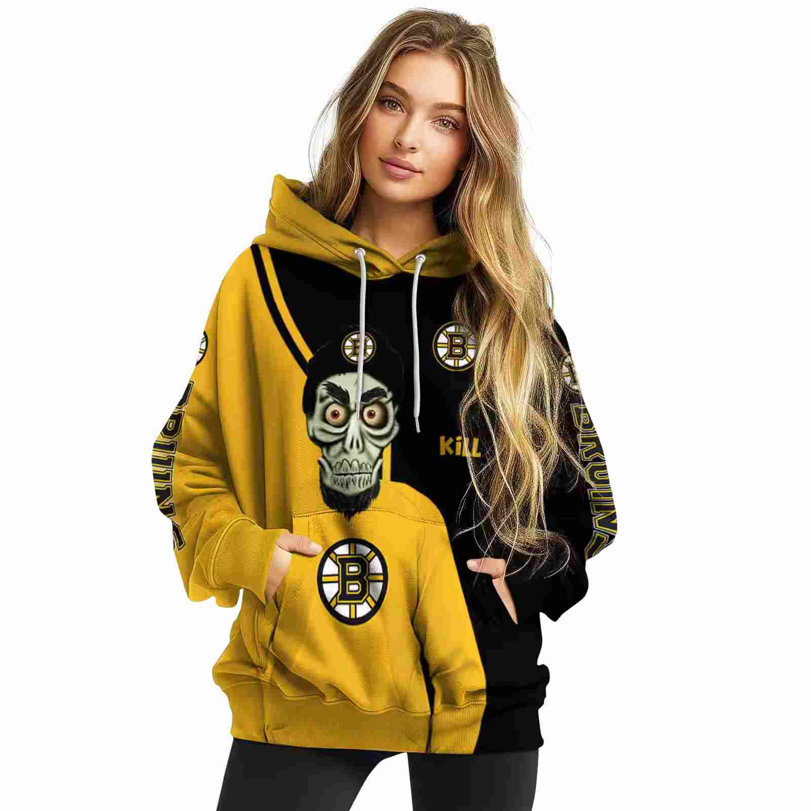 boston bruins achmed skull gold hoodie high quality