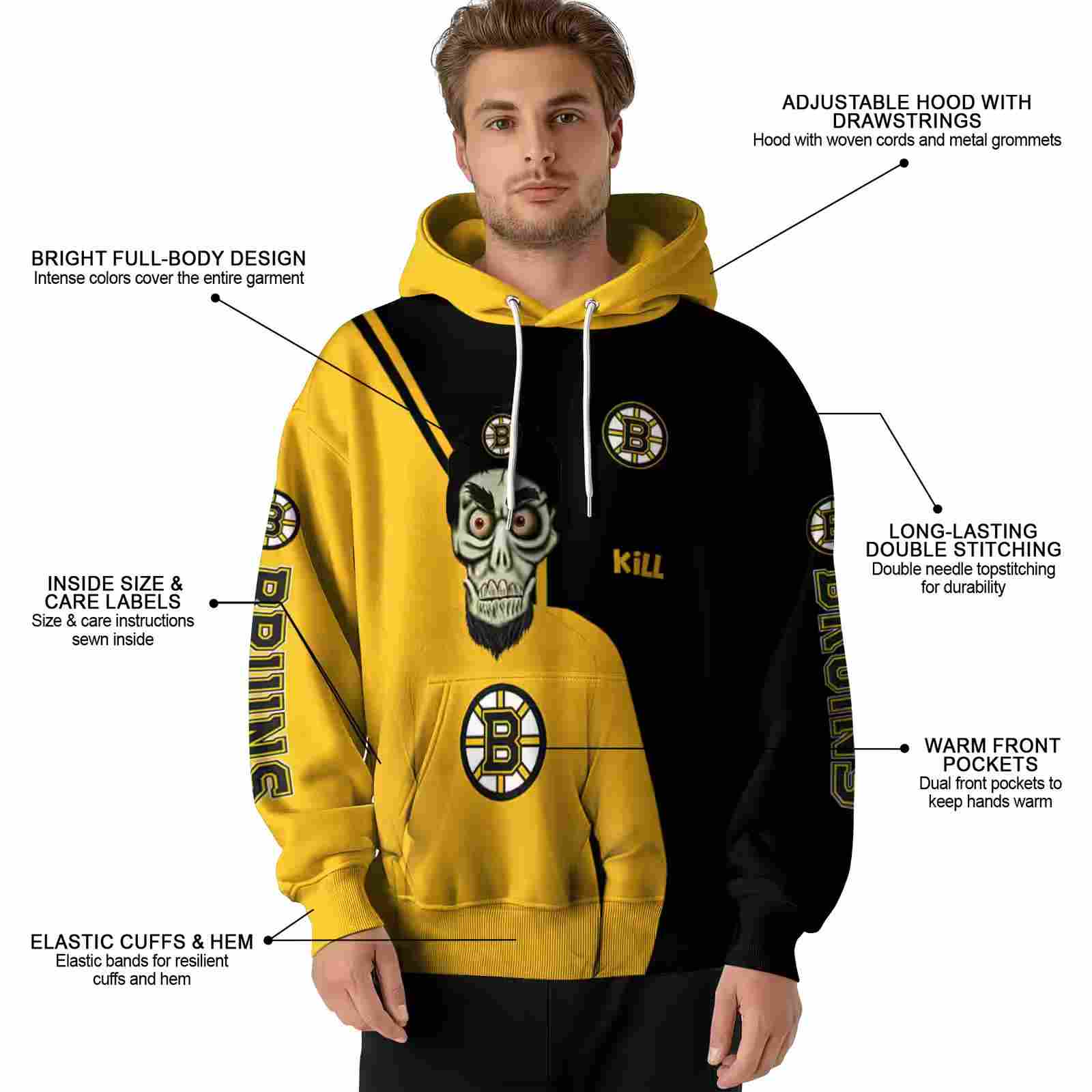 boston bruins achmed skull gold hoodie latest model