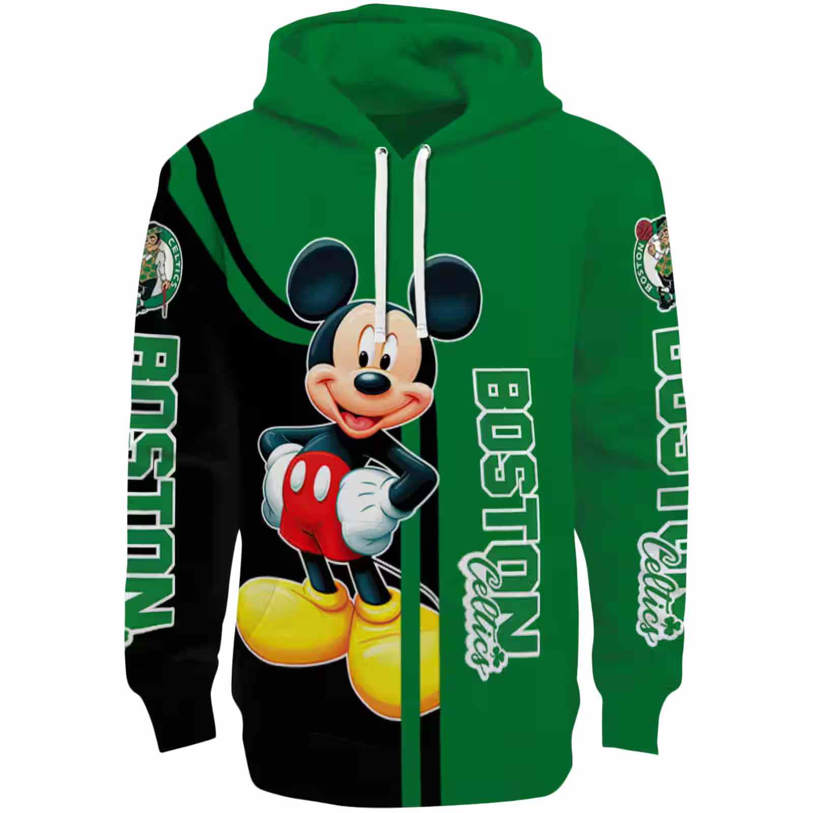 Boston Celtics Mickey Mouse Green Black Hoodie