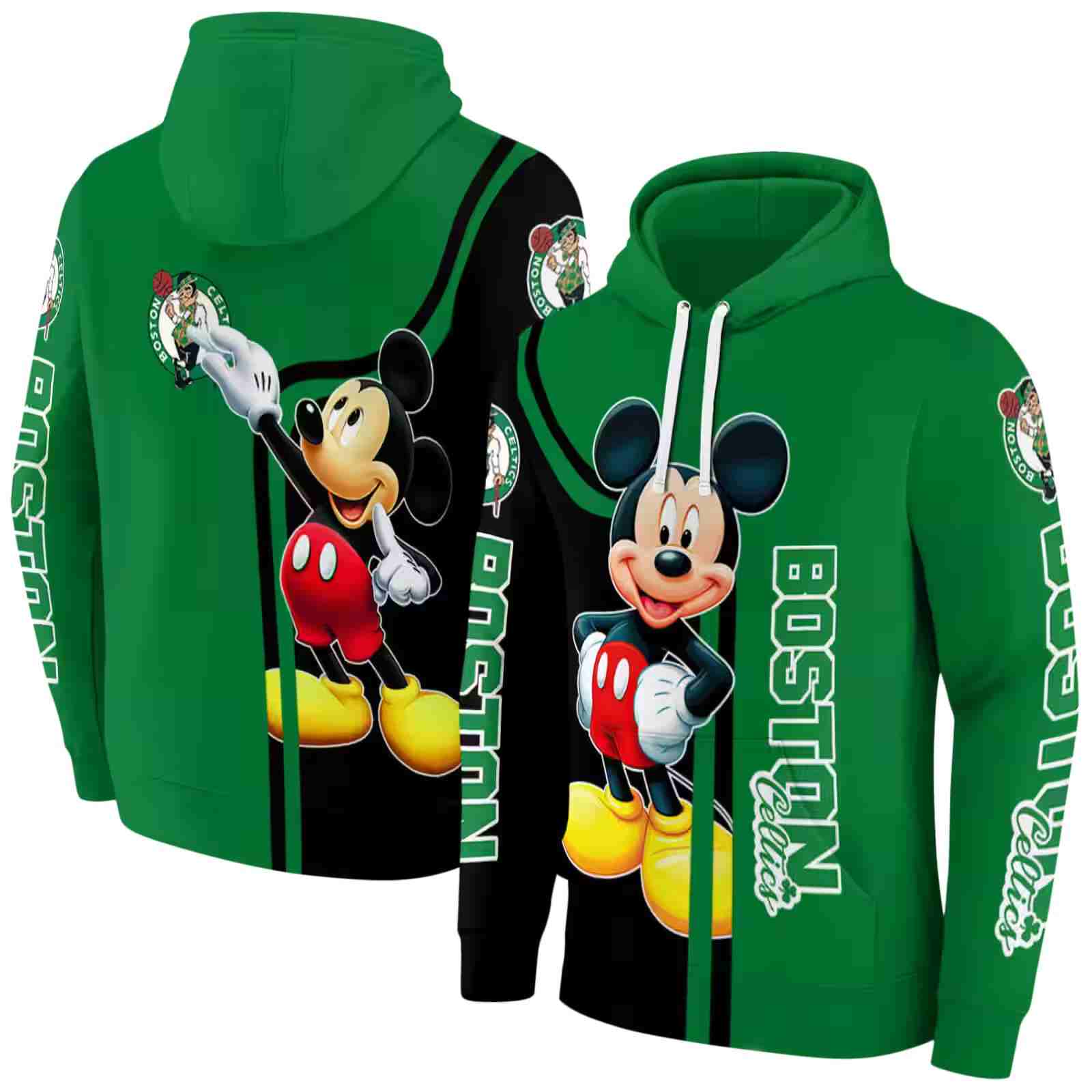 boston celtics mickey mouse green black hoodie fashion forward