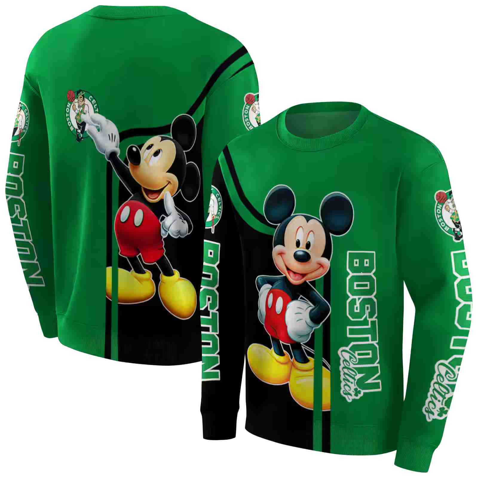 boston celtics mickey mouse green black hoodie premium grade