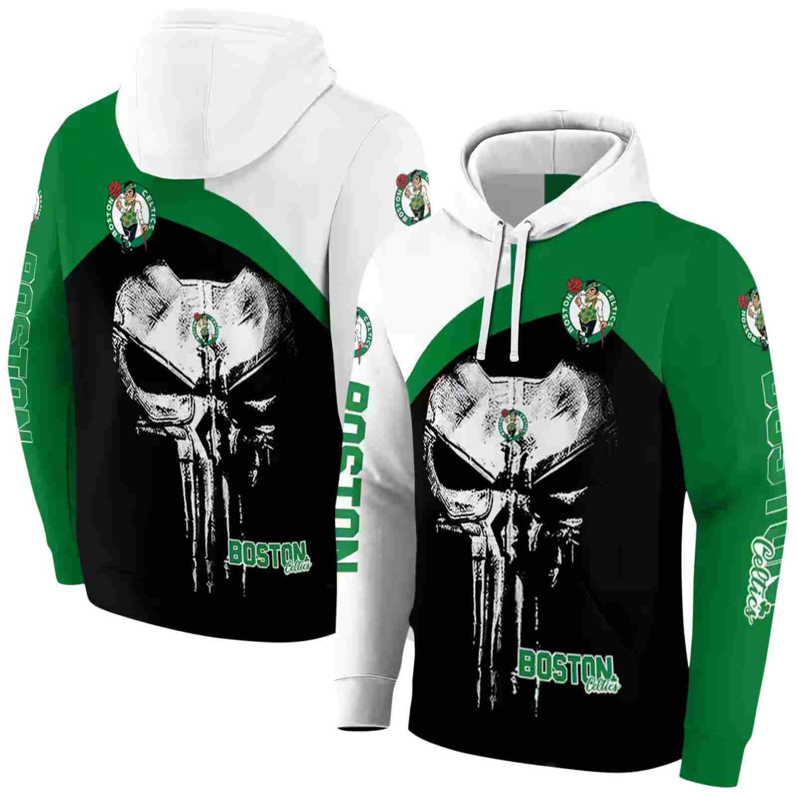 boston celtics skull punisher white black hoodie fashion forward