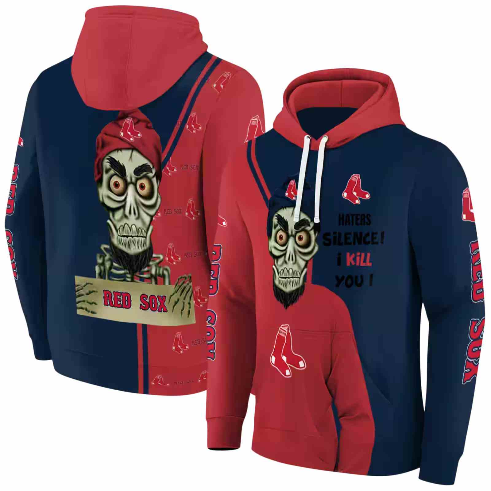 boston red sox achmed skull red hoodie fashion forward