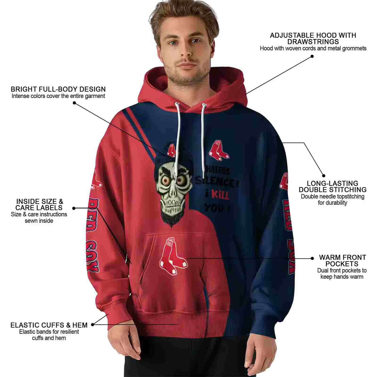 boston red sox achmed skull red hoodie latest model