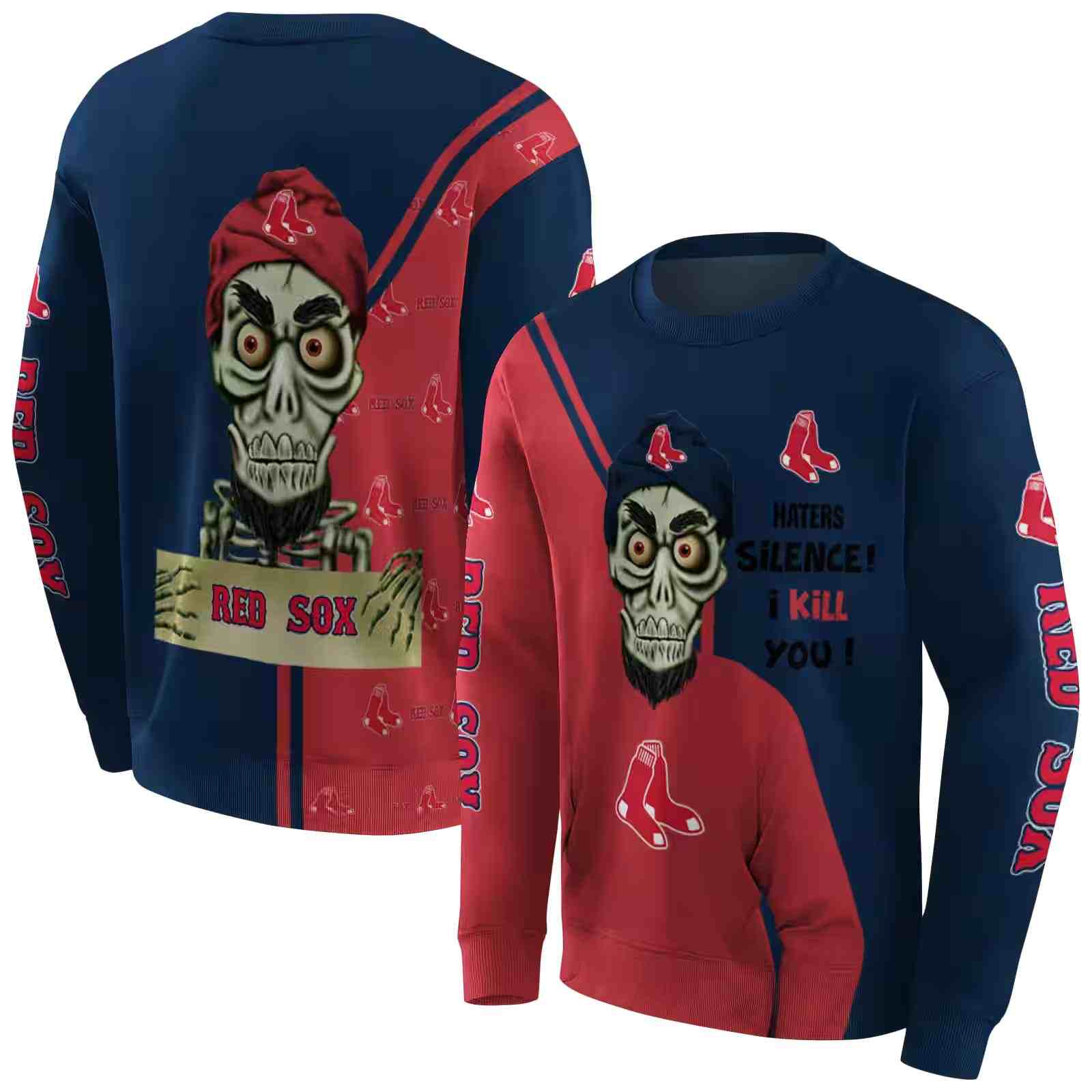 boston red sox achmed skull red hoodie premium grade