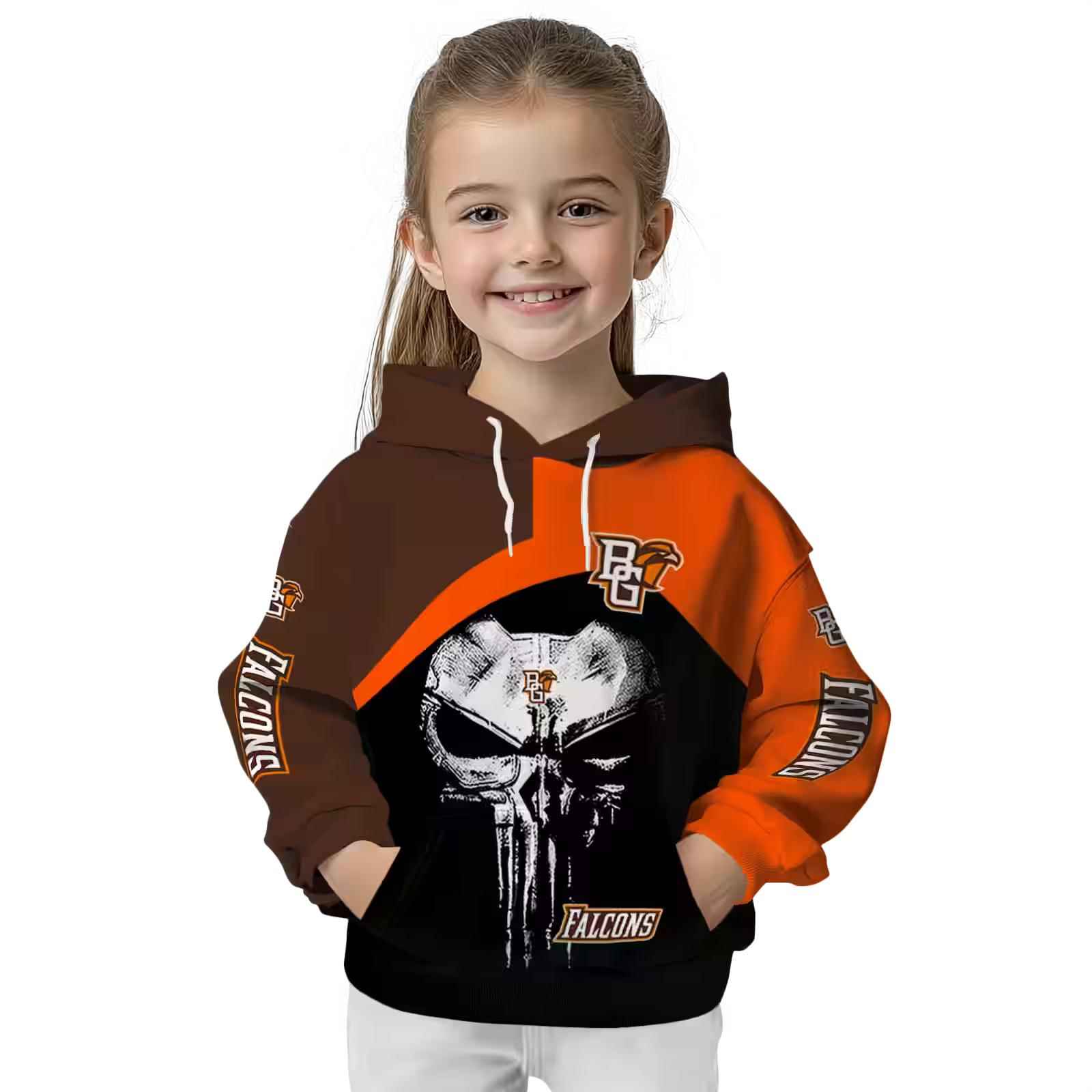 bowling green falcons skull punisher brown black hoodie top rated