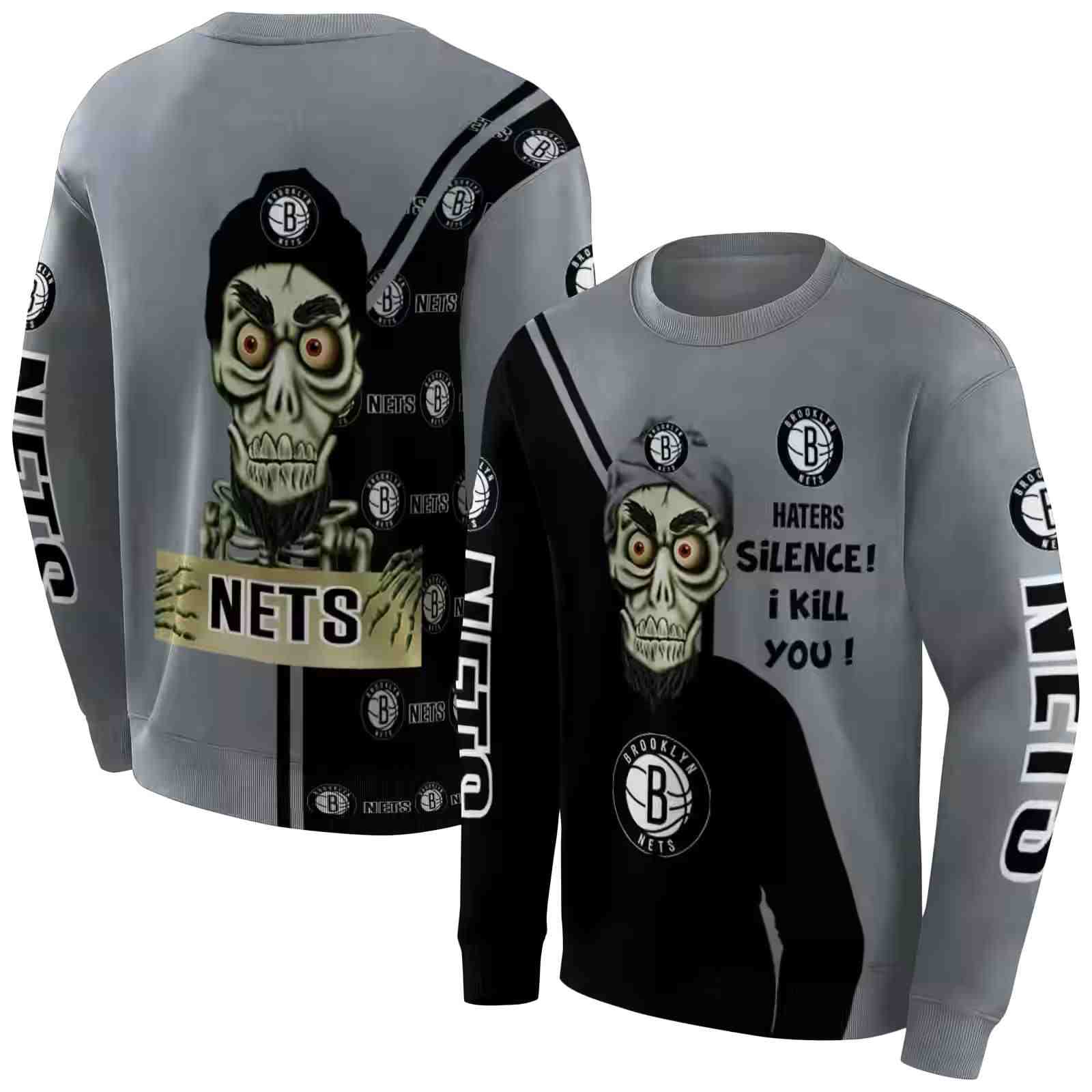 brooklyn nets achmed skull black hoodie premium grade