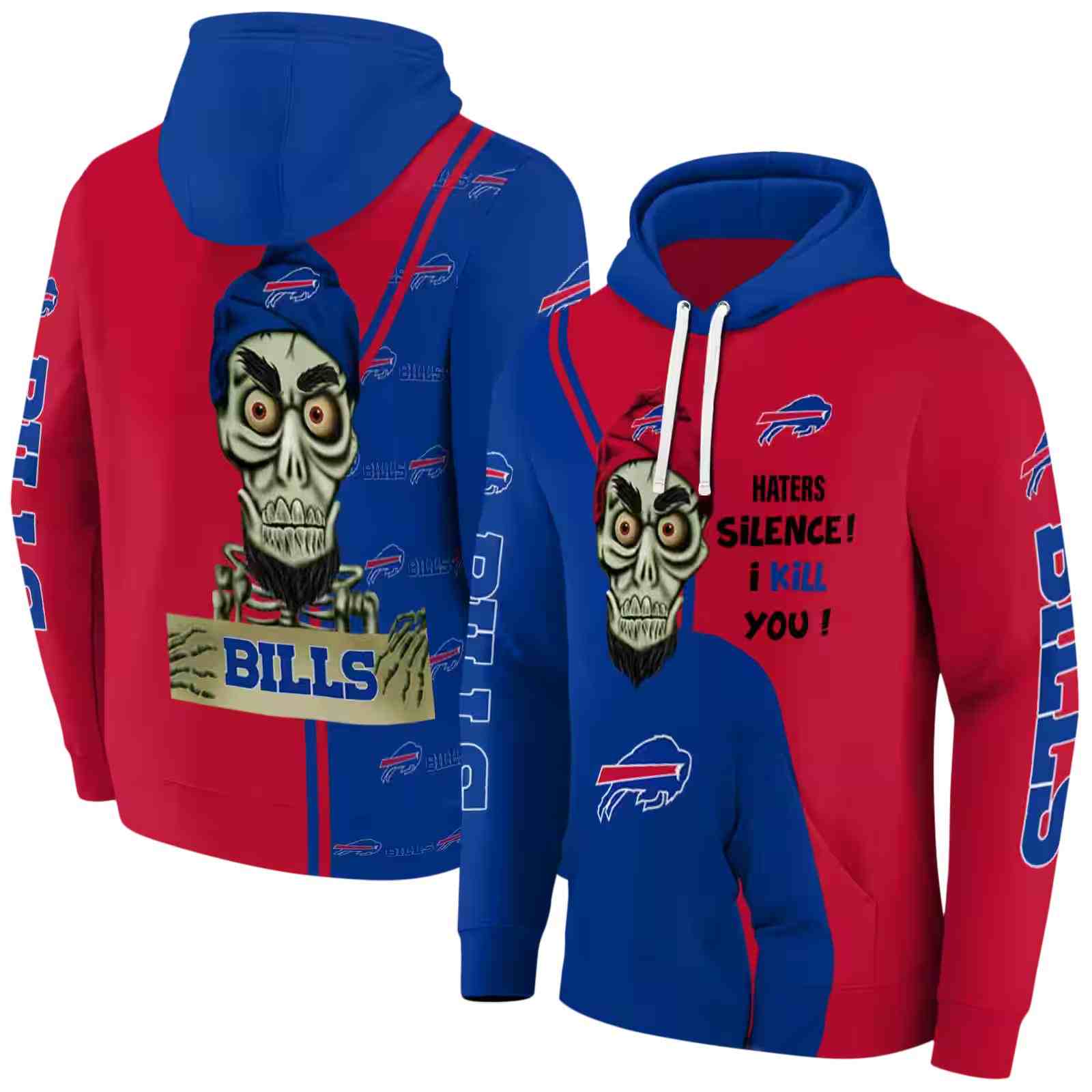 buffalo bills achmed skull blue hoodie fashion forward