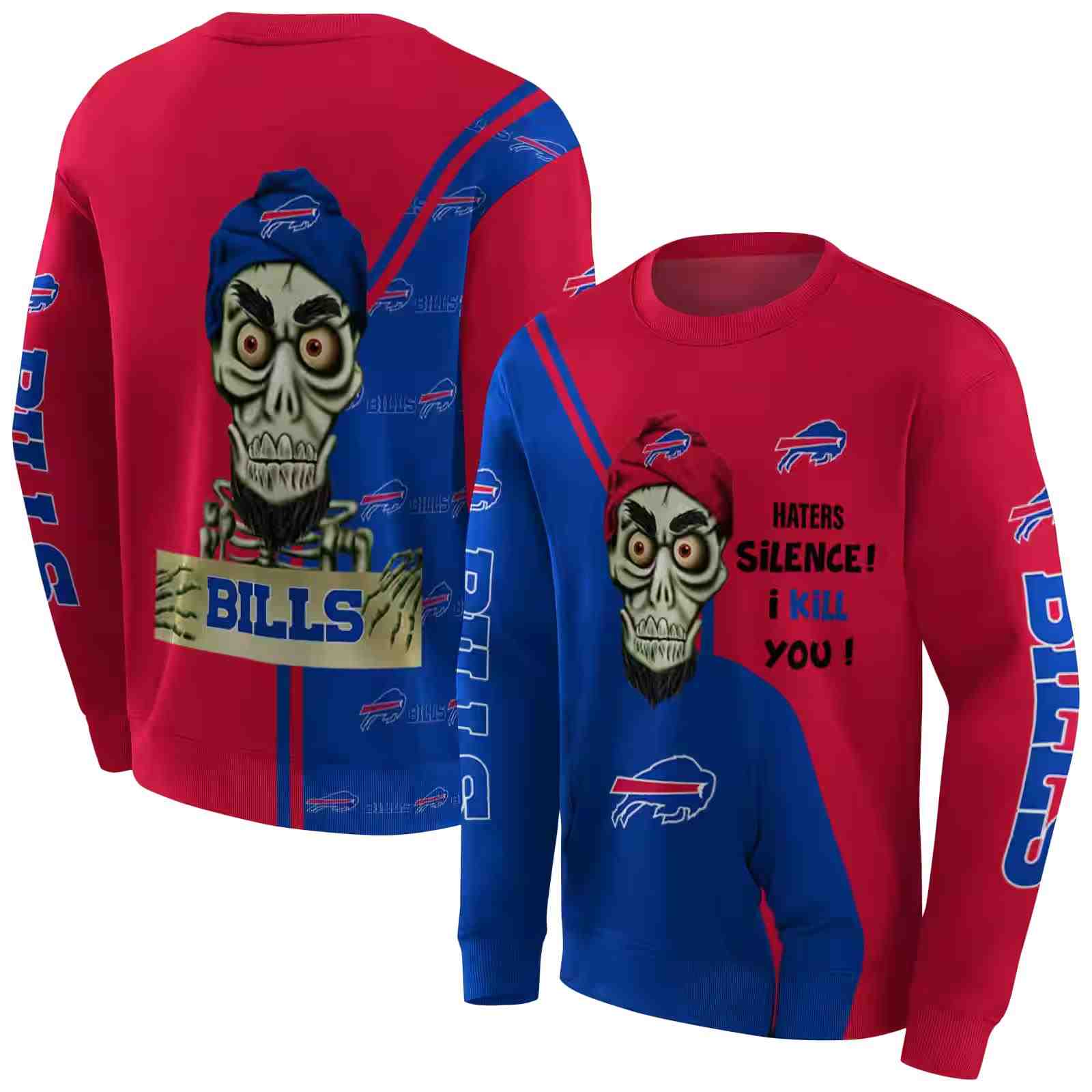 buffalo bills achmed skull blue hoodie premium grade