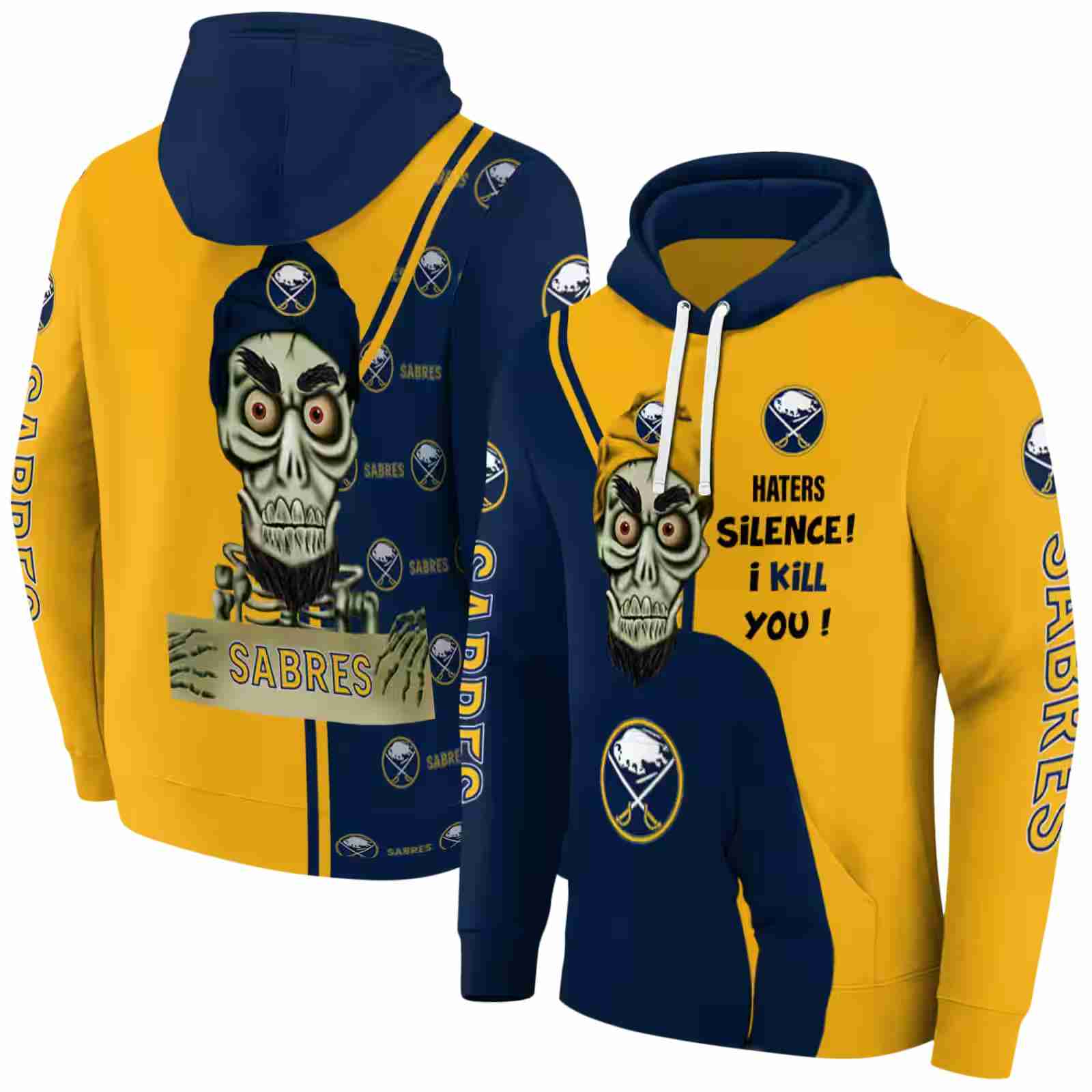 buffalo sabres achmed skull navy blue hoodie fashion forward