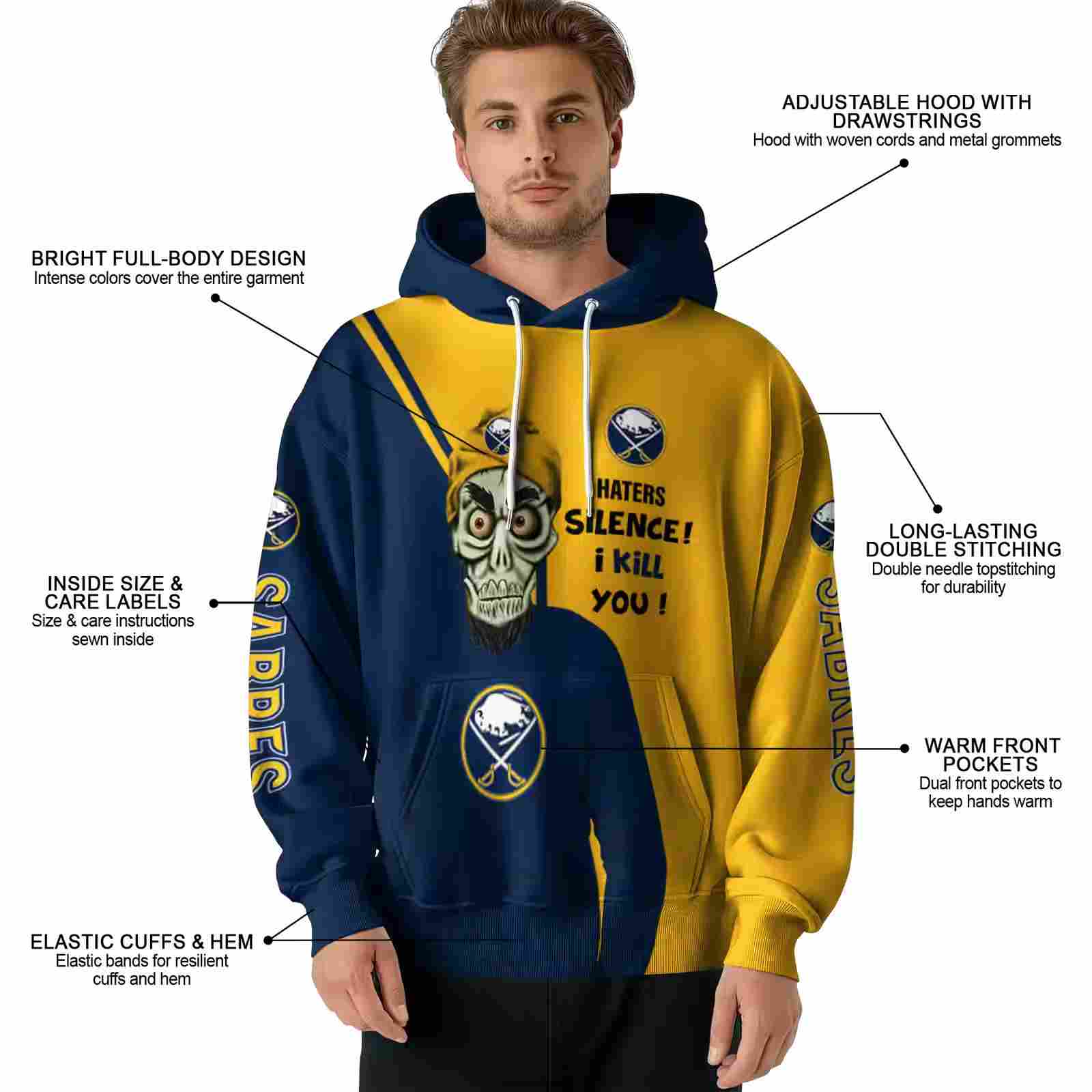 buffalo sabres achmed skull navy blue hoodie latest model