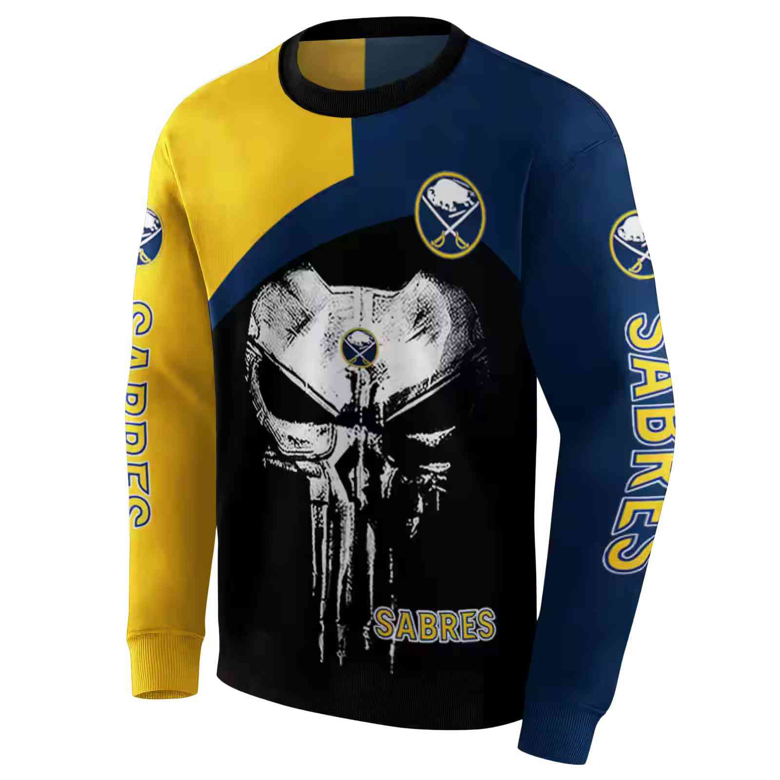 buffalo sabres skull punisher yellow black hoodie new arrival