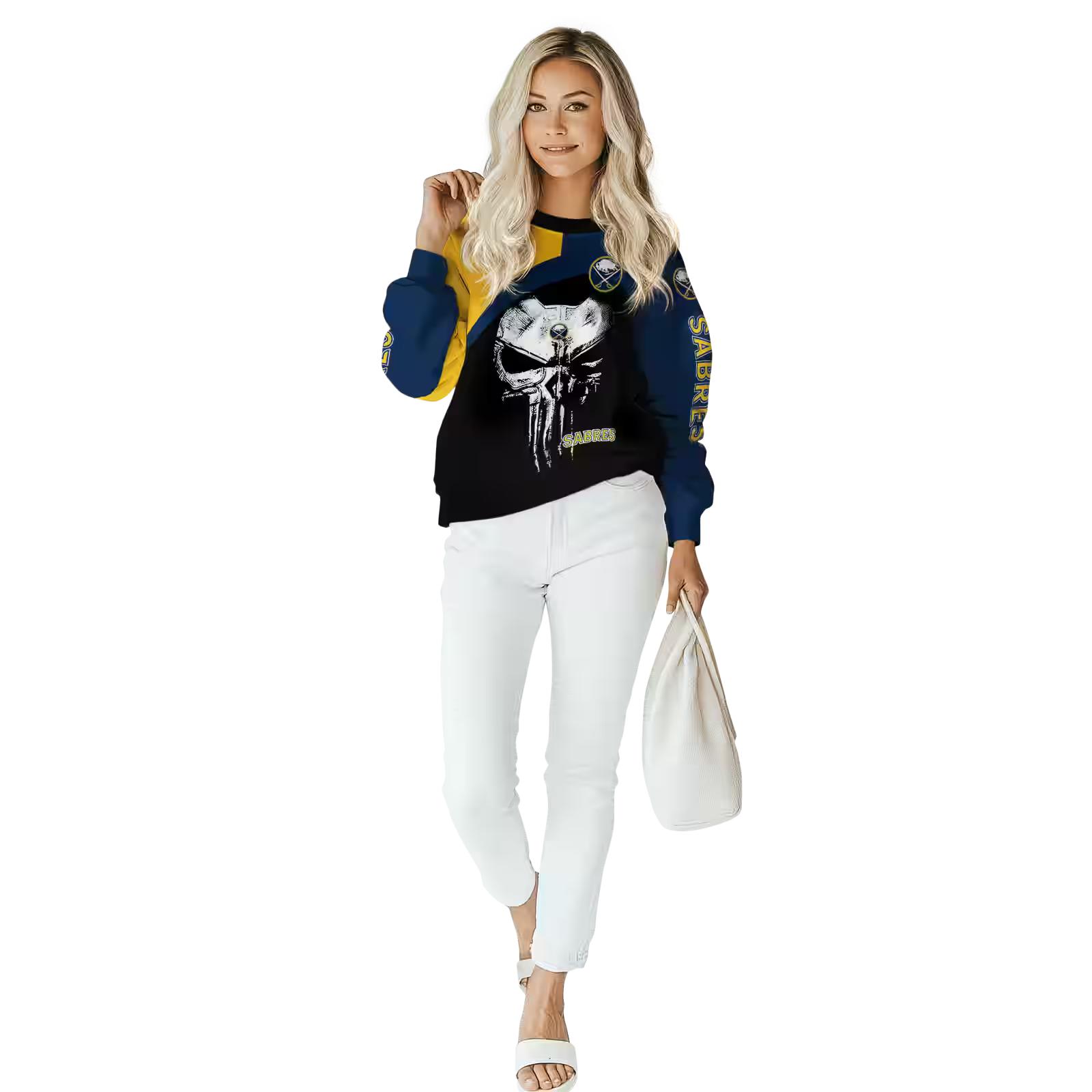 buffalo sabres skull punisher yellow black hoodie trendy