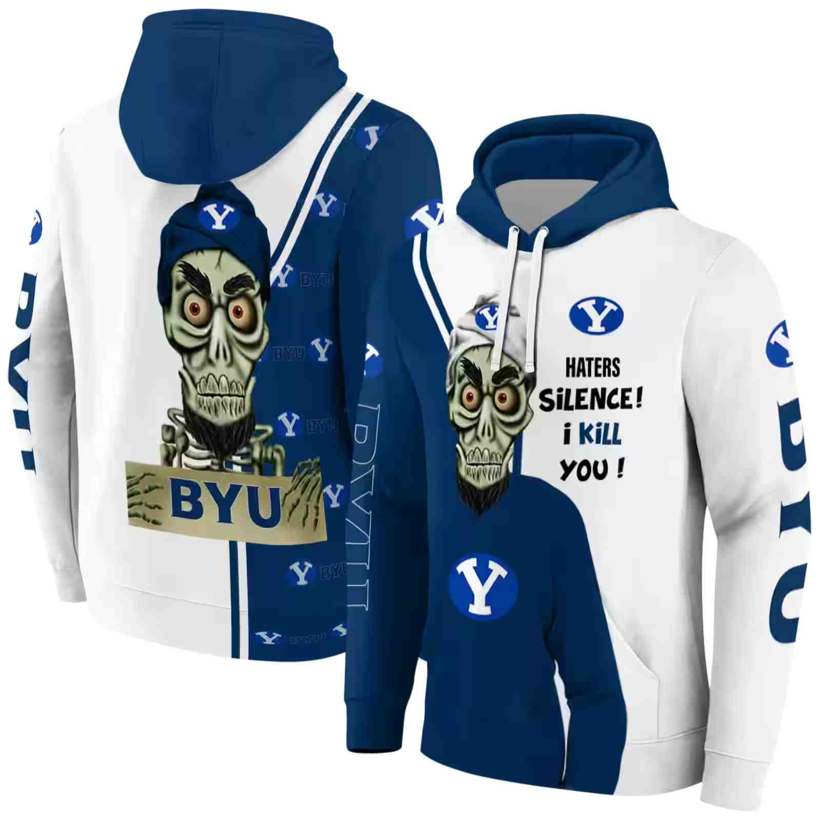 byu cougars achmed skull blue hoodie fashion forward