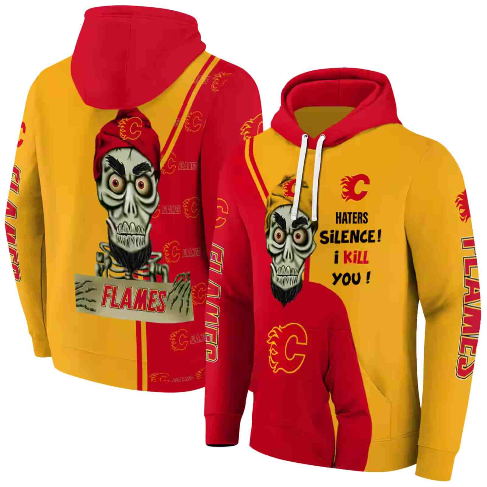 calgary flames achmed skull red hoodie fashion forward