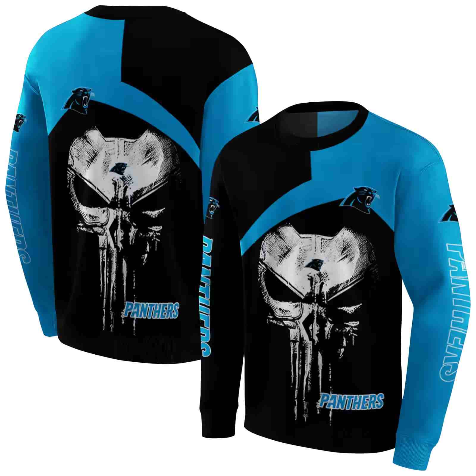 carolina panthers skull punisher black hoodie premium grade