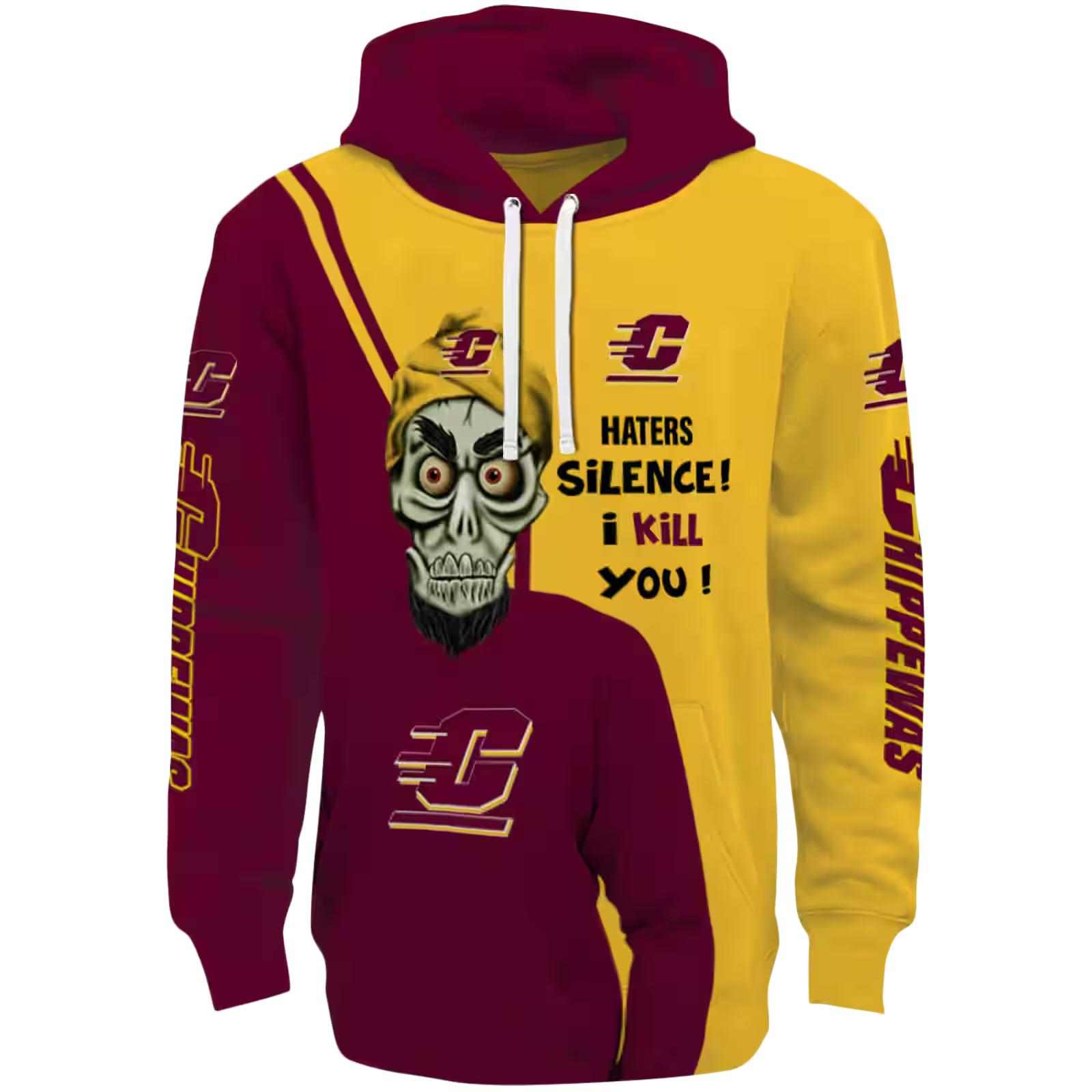 central michigan chippewas achmed skull maroon hoodie best selling