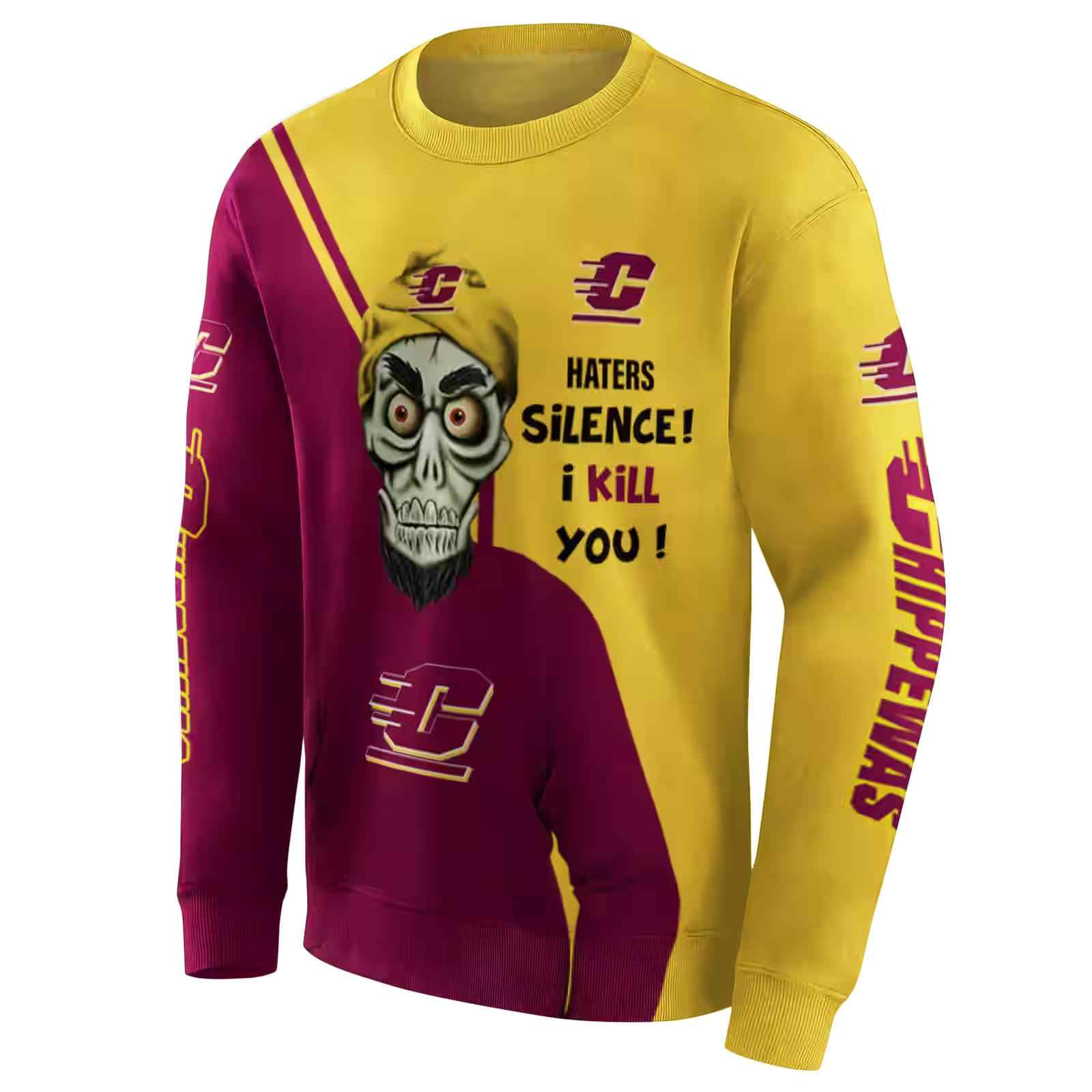 central michigan chippewas achmed skull maroon hoodie new arrival