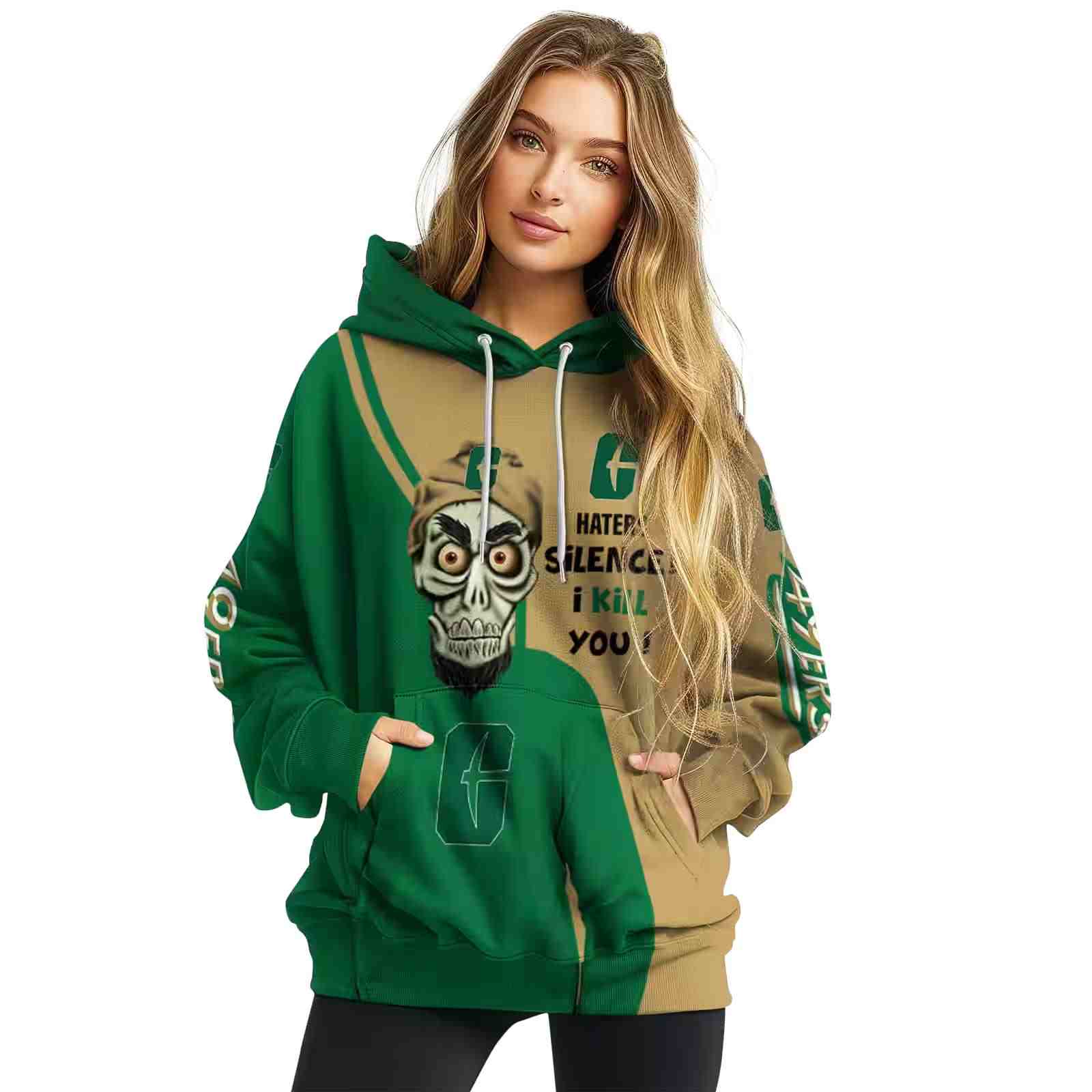 charlotte 49ers achmed skull green hoodie high quality